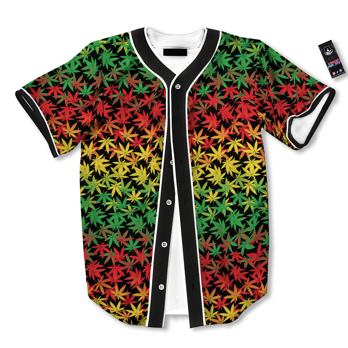 Reggae Hemp Leaves Print Pattern Baseball Jersey-grizzshop