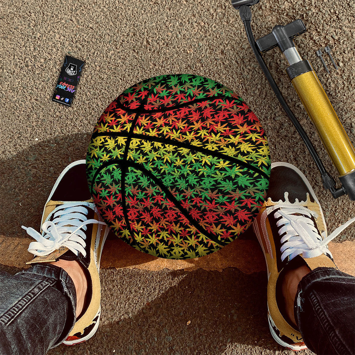 Reggae Hemp Leaves Print Pattern Basketball