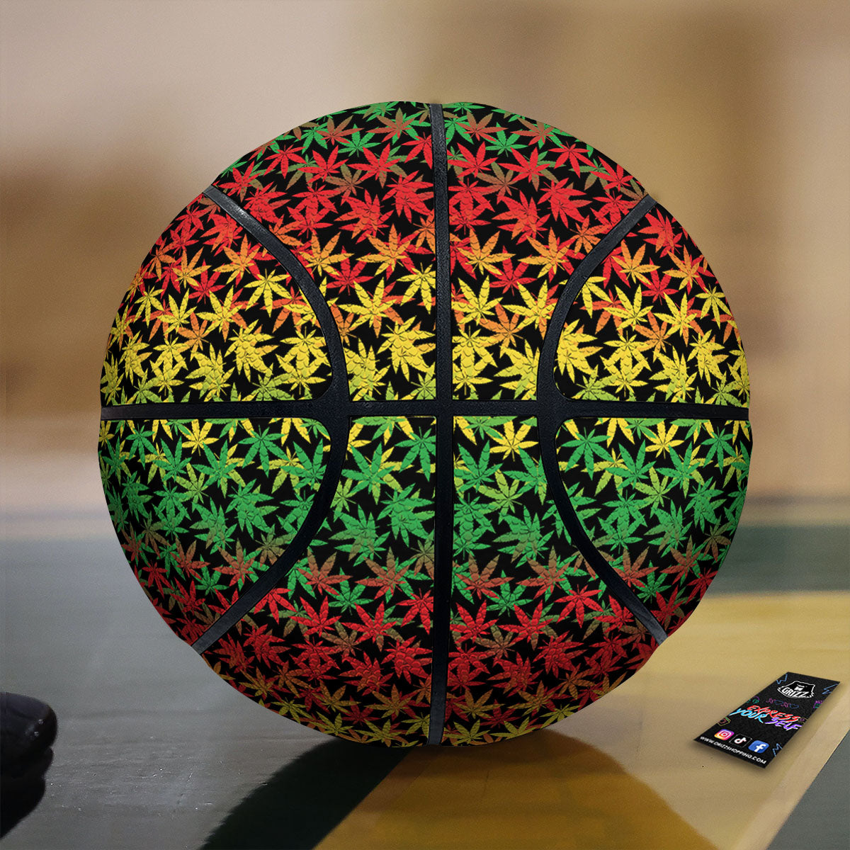 Reggae Hemp Leaves Print Pattern Basketball