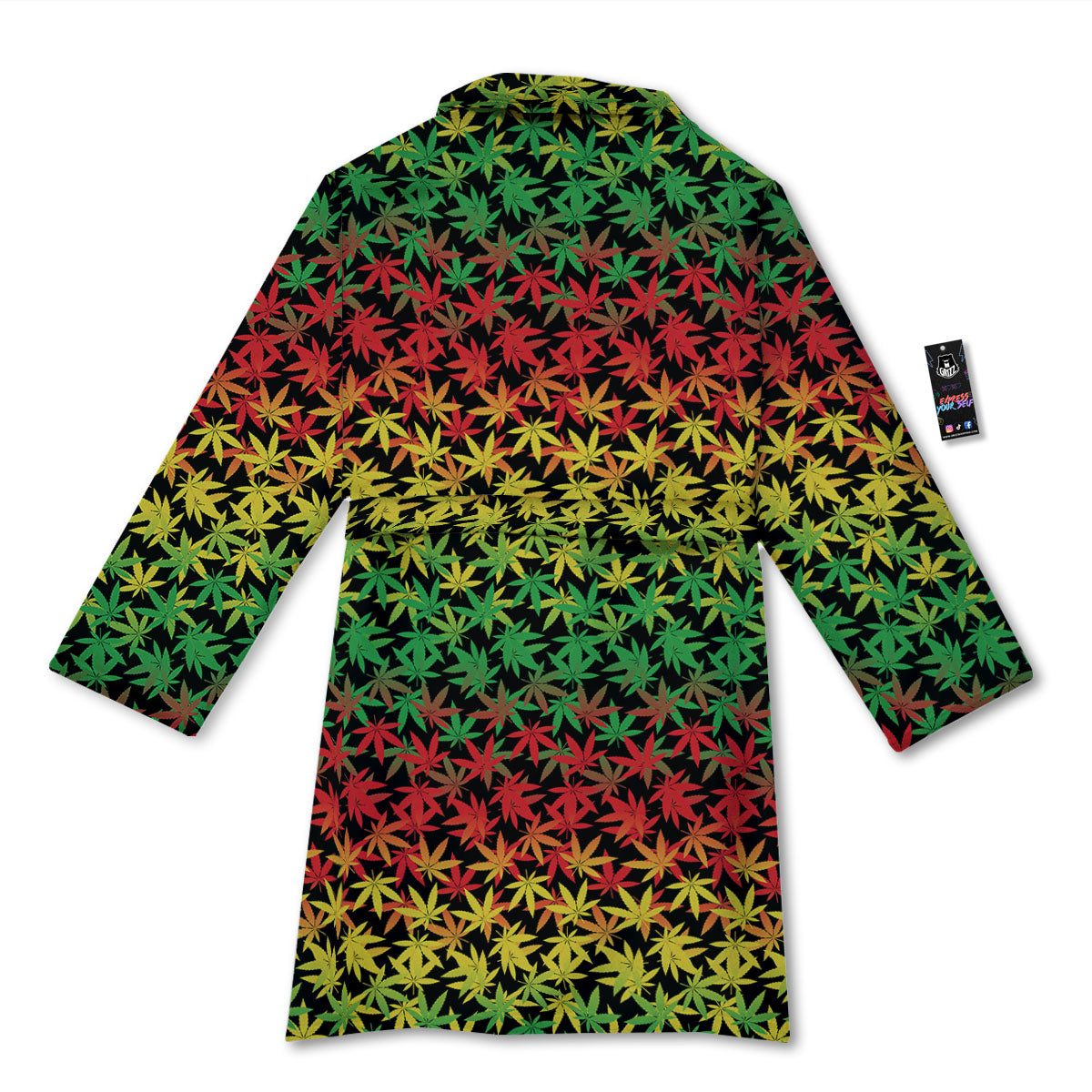 Reggae Hemp Leaves Print Pattern Bathrobe-grizzshop