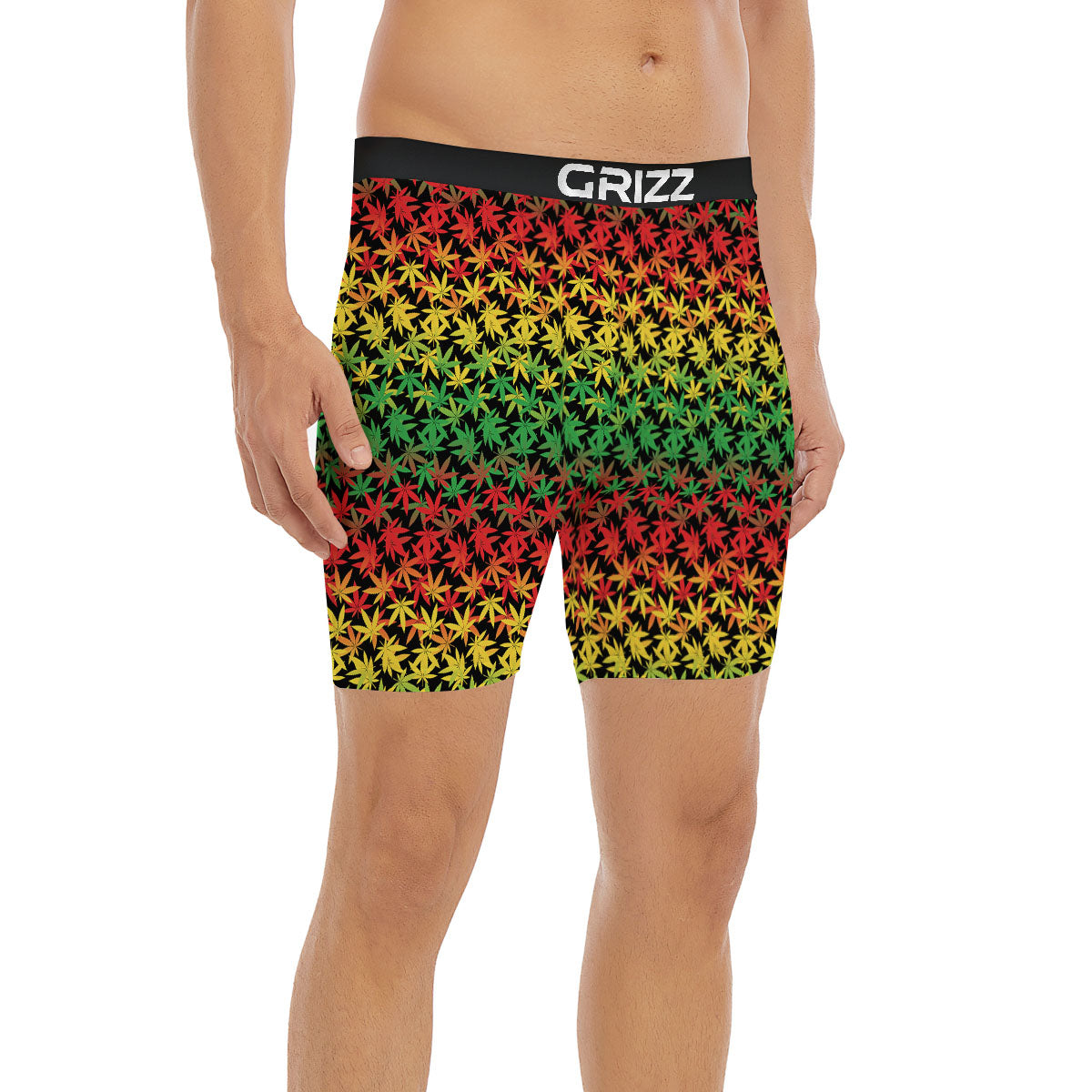 Reggae Hemp Leaves Print Pattern Boxer Briefs-grizzshop