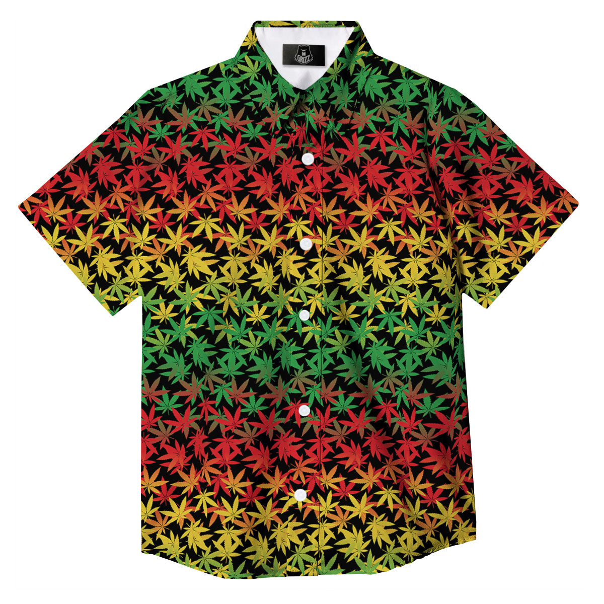 Reggae Hemp Leaves Print Pattern Button Up Shirt-grizzshop