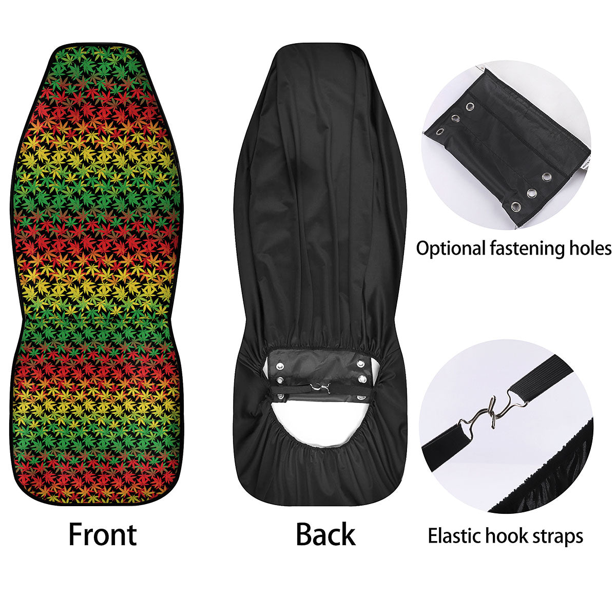 Reggae Hemp Leaves Print Pattern Car Seat Covers-grizzshop