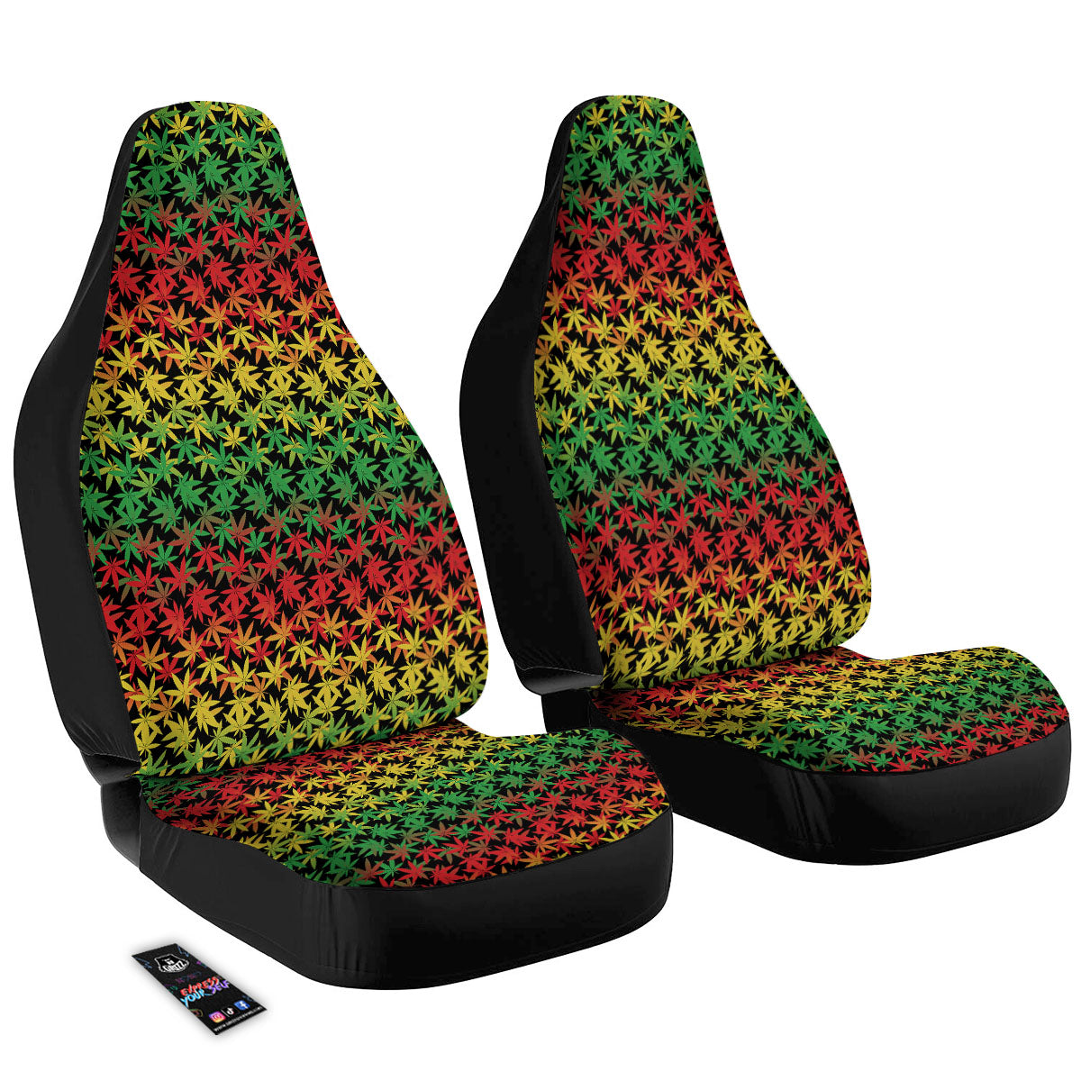 Reggae Hemp Leaves Print Pattern Car Seat Covers-grizzshop