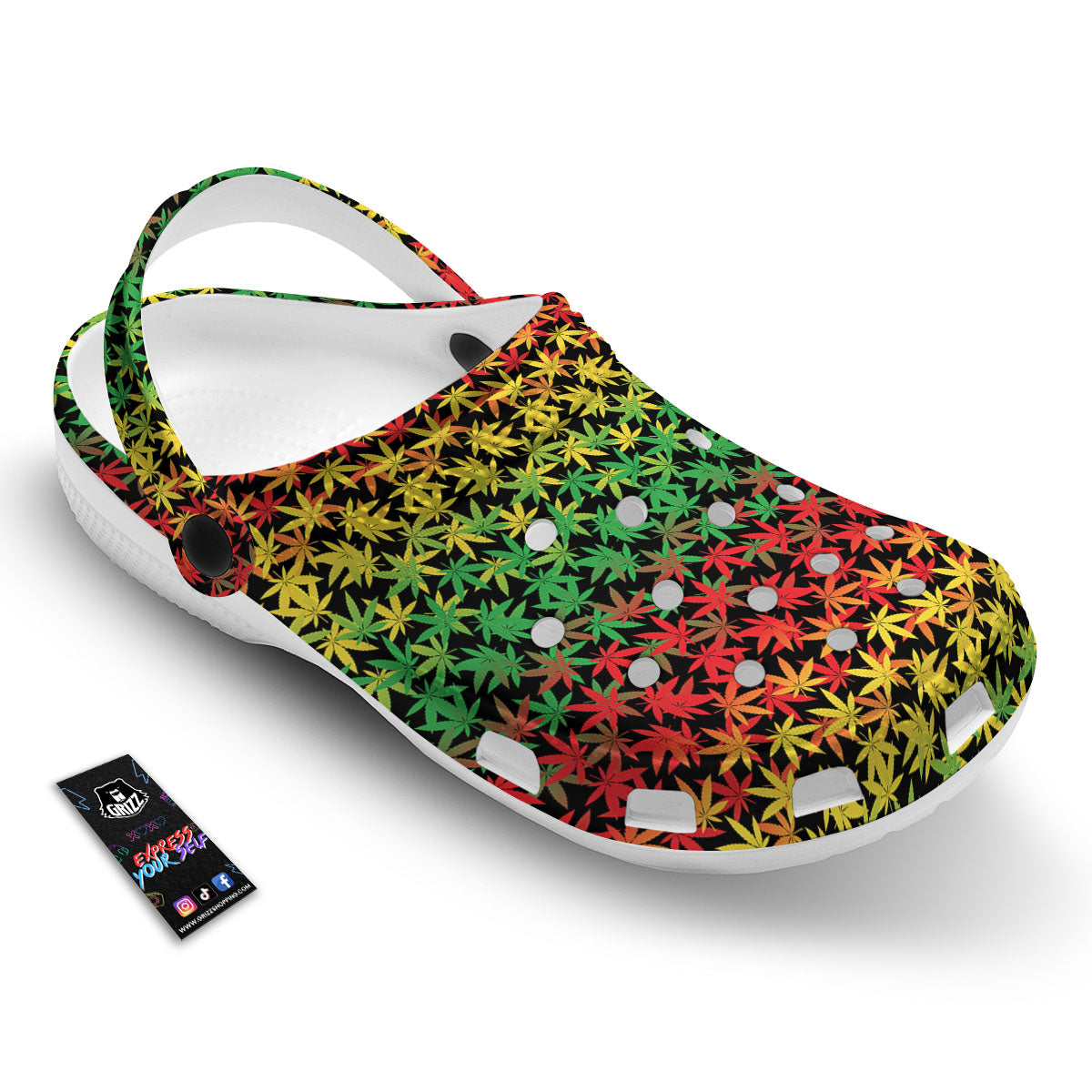 Reggae Hemp Leaves Print Pattern Clog-grizzshop