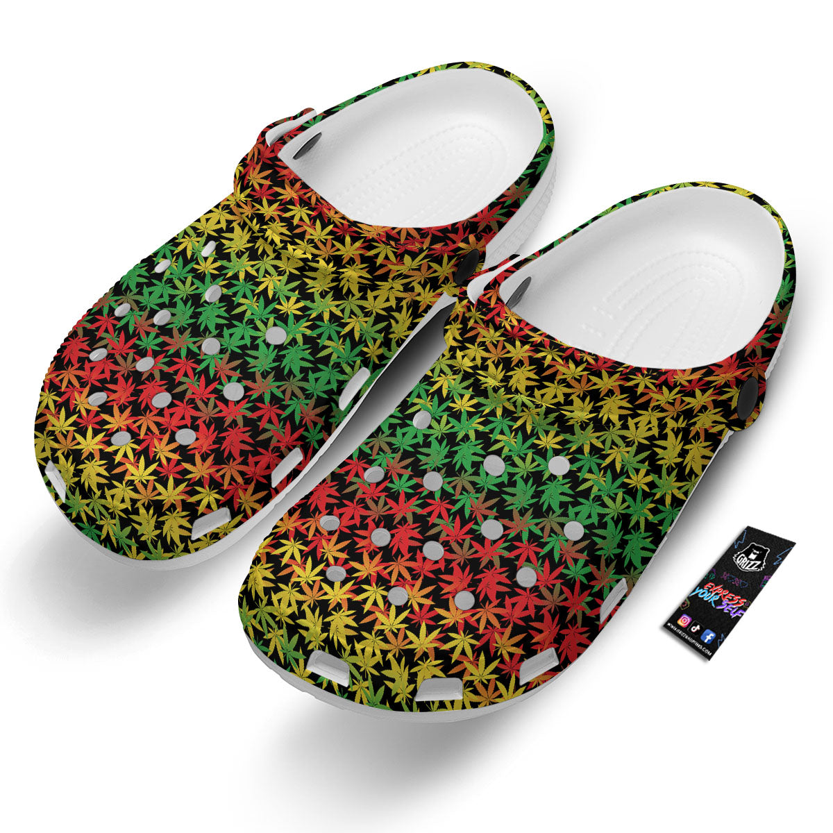 Reggae Hemp Leaves Print Pattern Clog-grizzshop