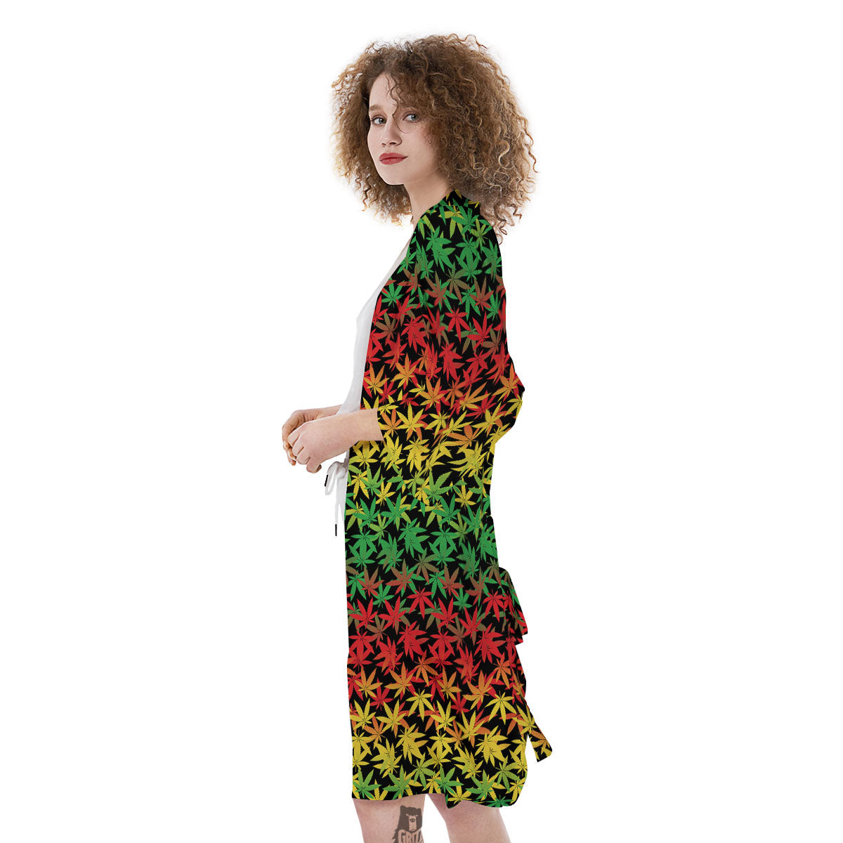 Reggae Hemp Leaves Print Pattern Kimono-grizzshop