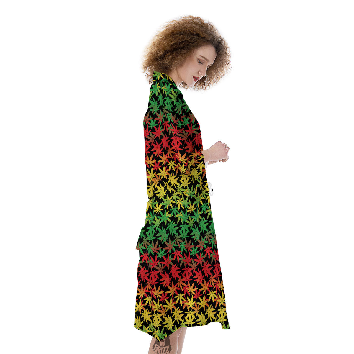 Reggae Hemp Leaves Print Pattern Kimono-grizzshop