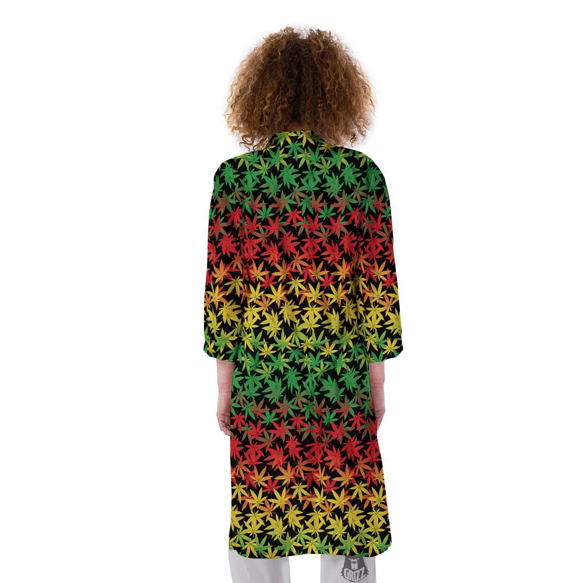 Reggae Hemp Leaves Print Pattern Kimono-grizzshop