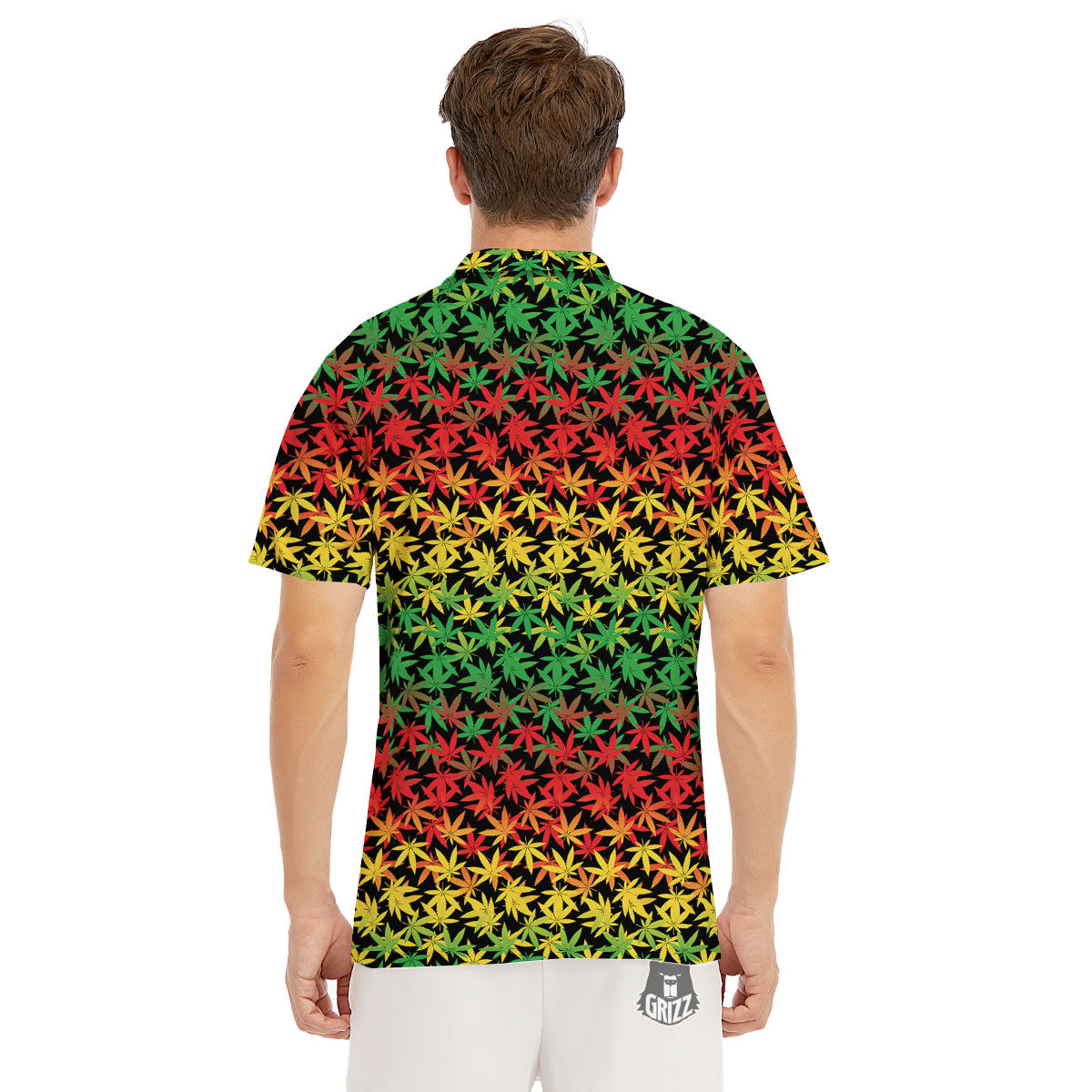 Reggae Hemp Leaves Print Pattern Men's Golf Shirts-grizzshop