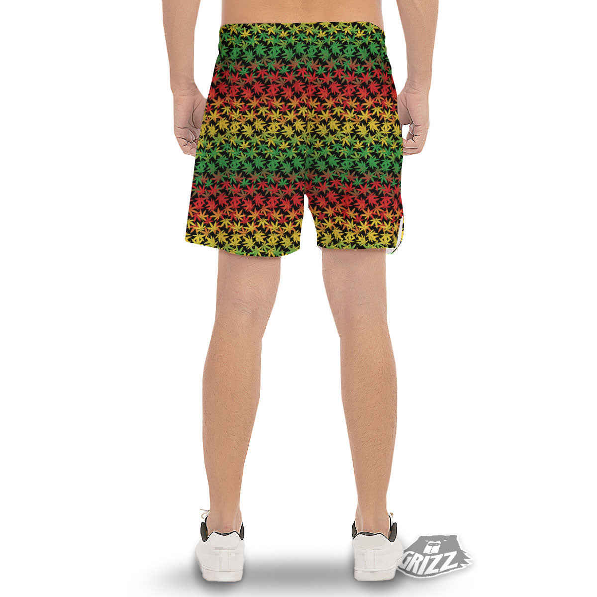 Reggae Hemp Leaves Print Pattern Men's Gym Shorts-grizzshop