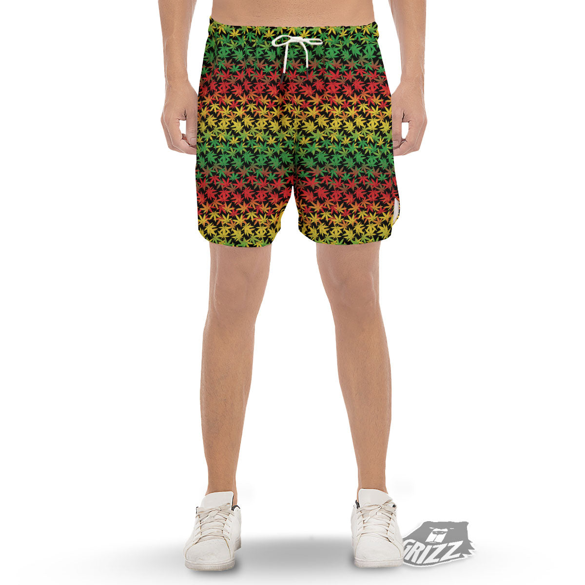 Reggae Hemp Leaves Print Pattern Men's Gym Shorts-grizzshop