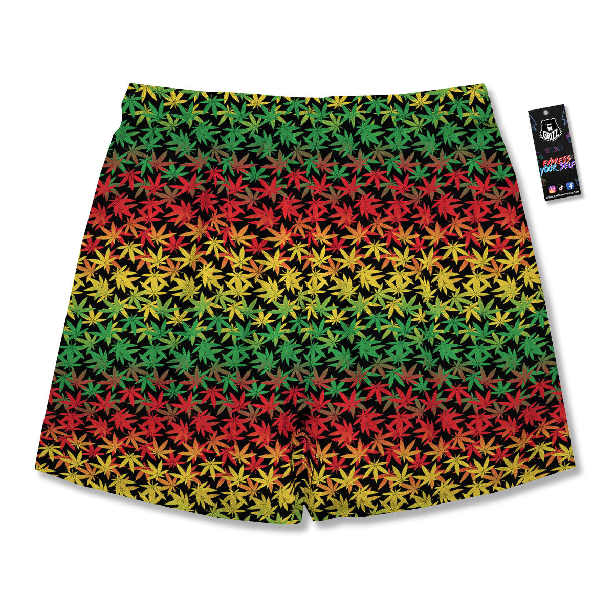 Reggae Hemp Leaves Print Pattern Men's Running Shorts-grizzshop