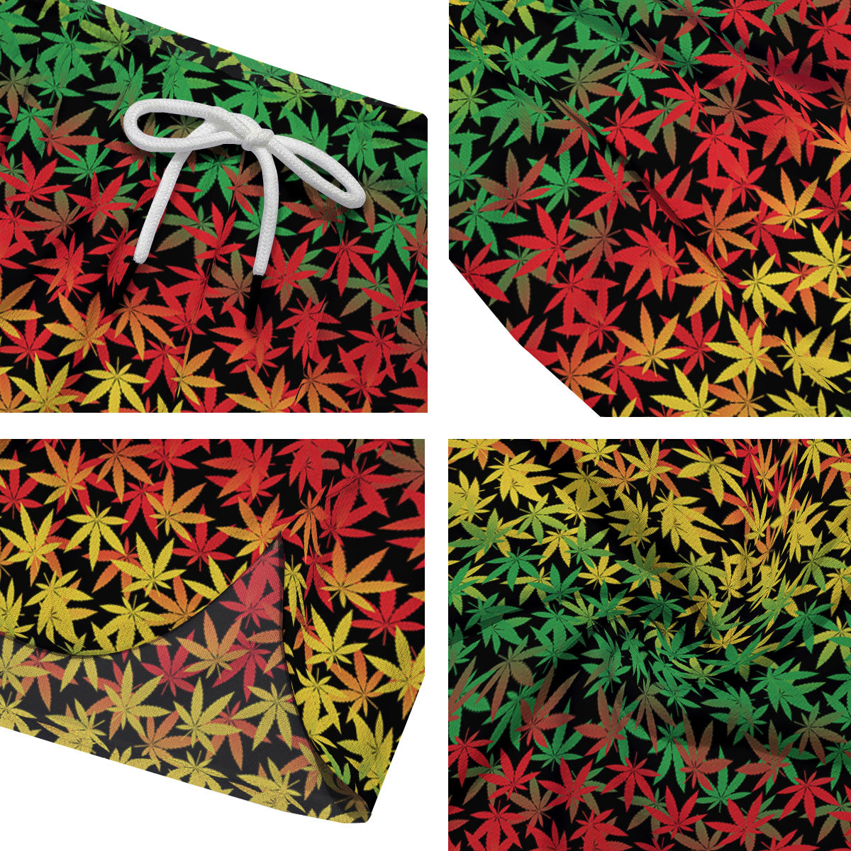 Reggae Hemp Leaves Print Pattern Men's Running Shorts-grizzshop
