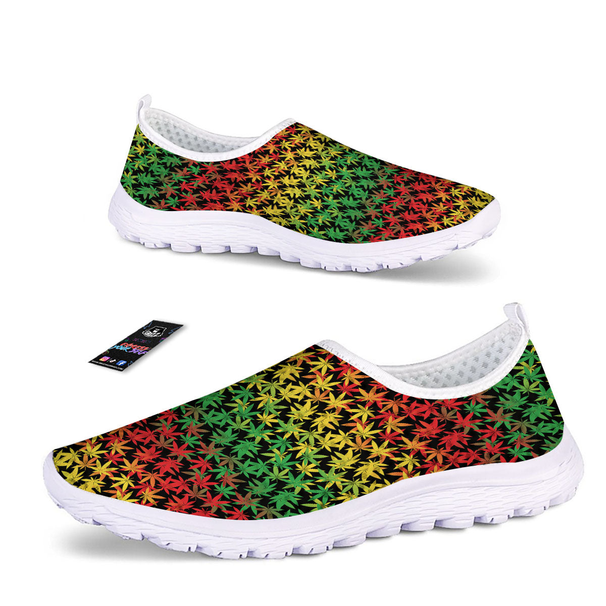 Reggae Hemp Leaves Print Pattern Nurse Shoes-grizzshop