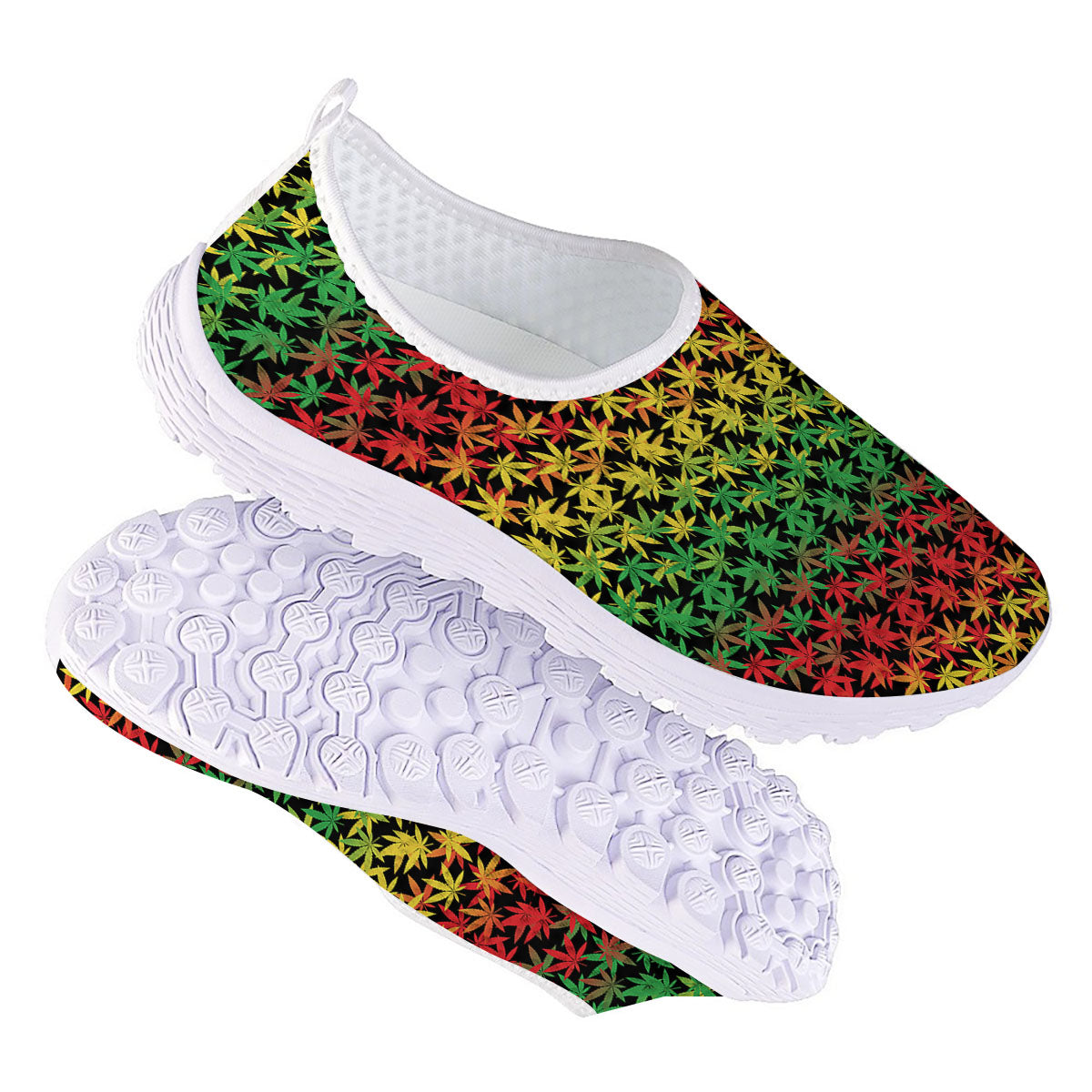 Reggae Hemp Leaves Print Pattern Nurse Shoes-grizzshop