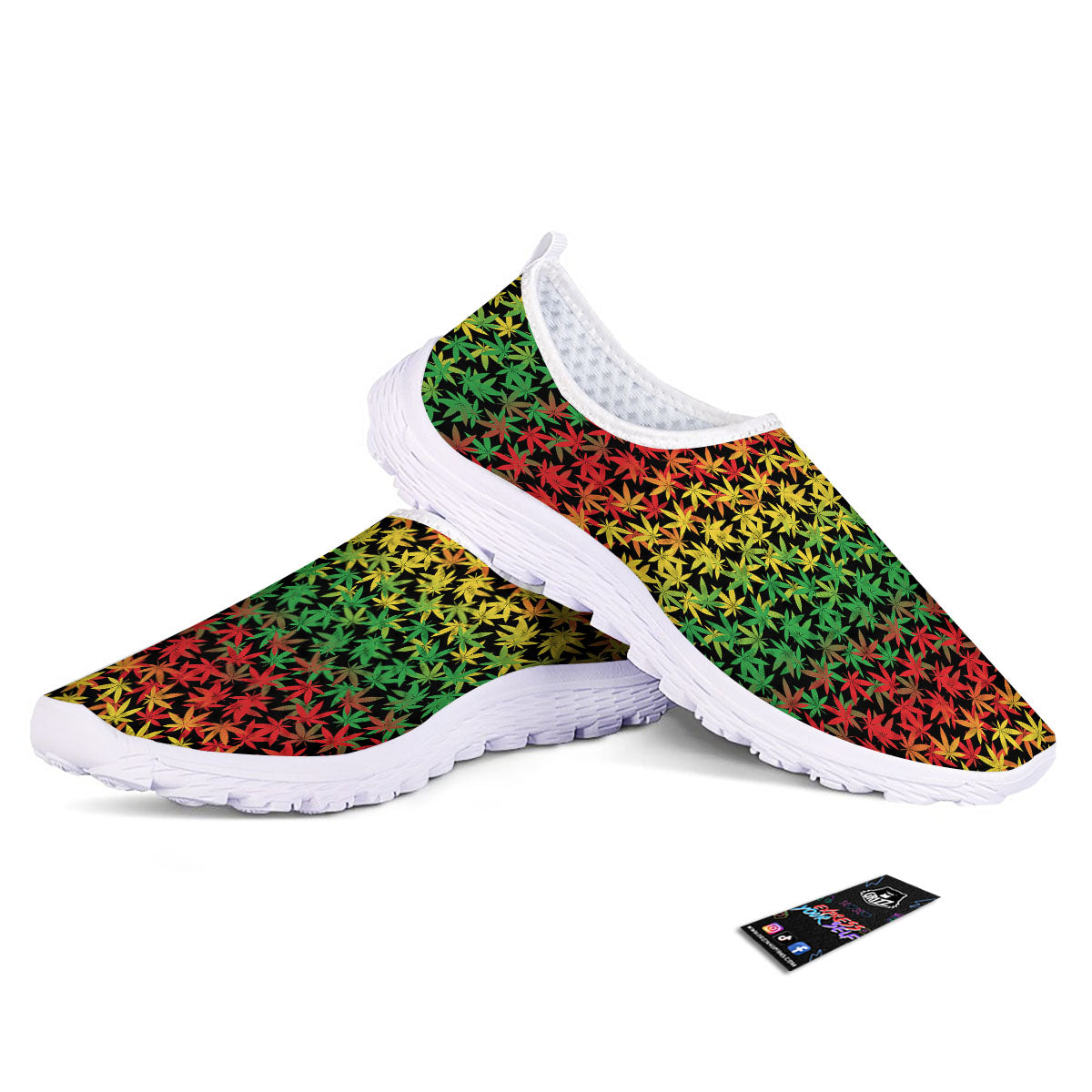 Reggae Hemp Leaves Print Pattern Nurse Shoes-grizzshop