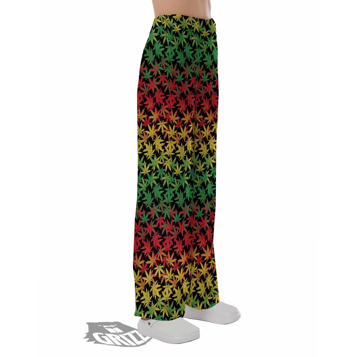 Reggae Hemp Leaves Print Pattern Pajama Pants-grizzshop