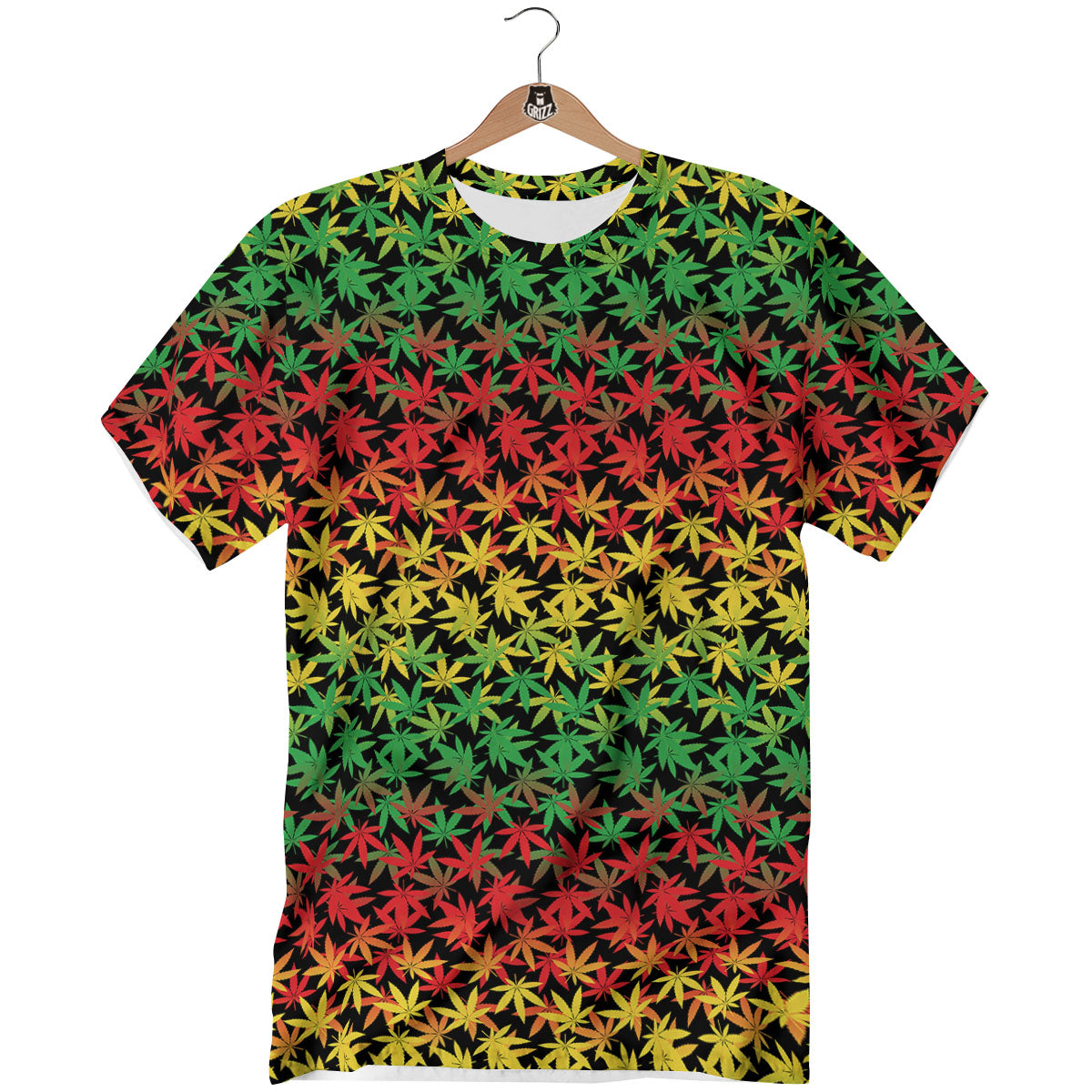 Reggae Hemp Leaves Print Pattern T-Shirt-grizzshop