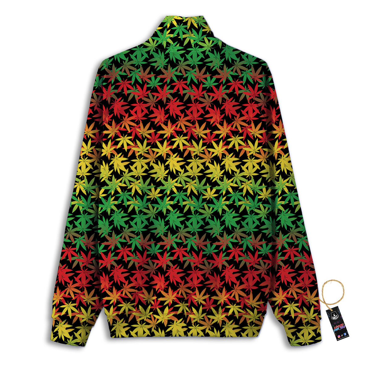 Reggae Hemp Leaves Print Pattern Track Jacket-grizzshop