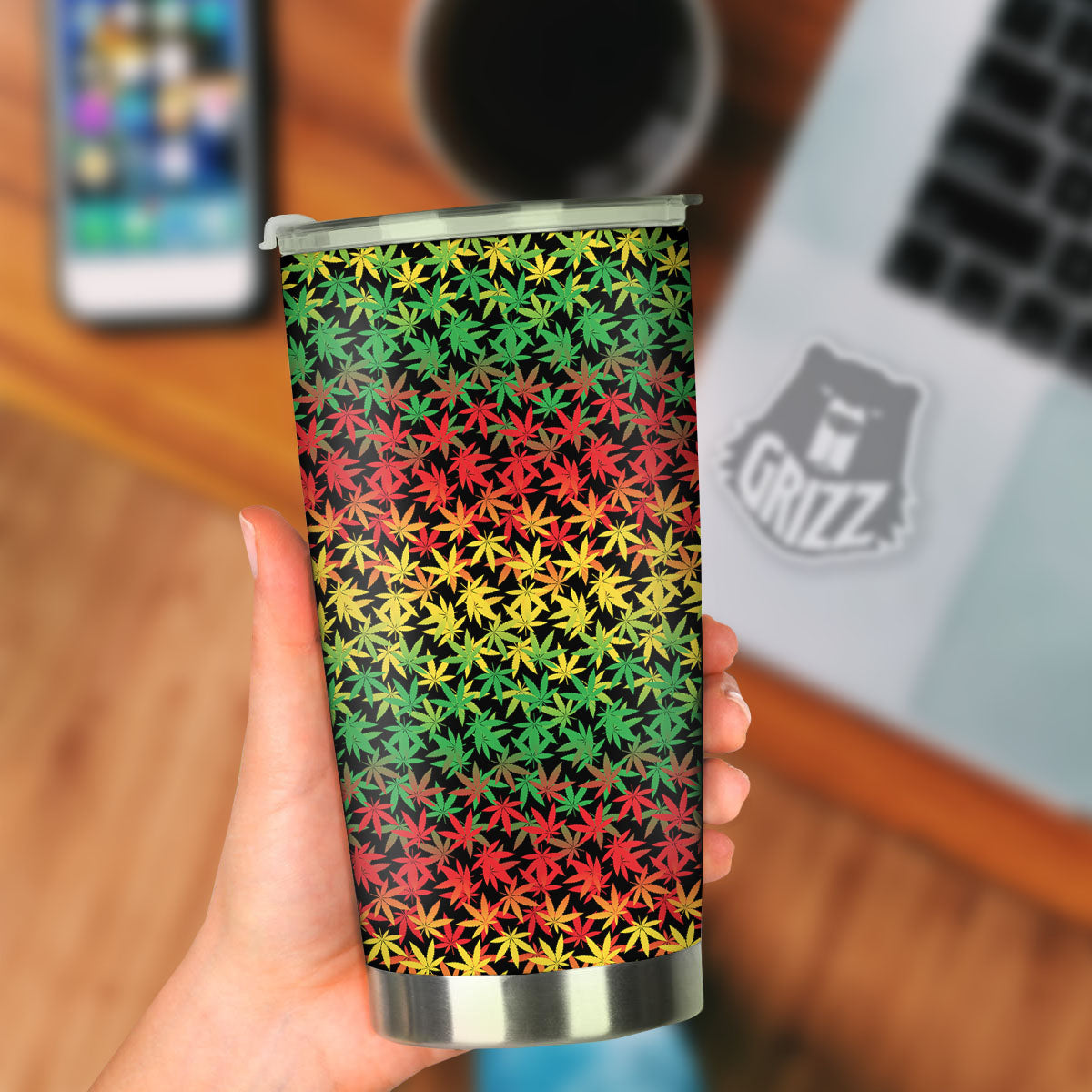 Reggae Hemp Leaves Print Pattern Tumbler-grizzshop