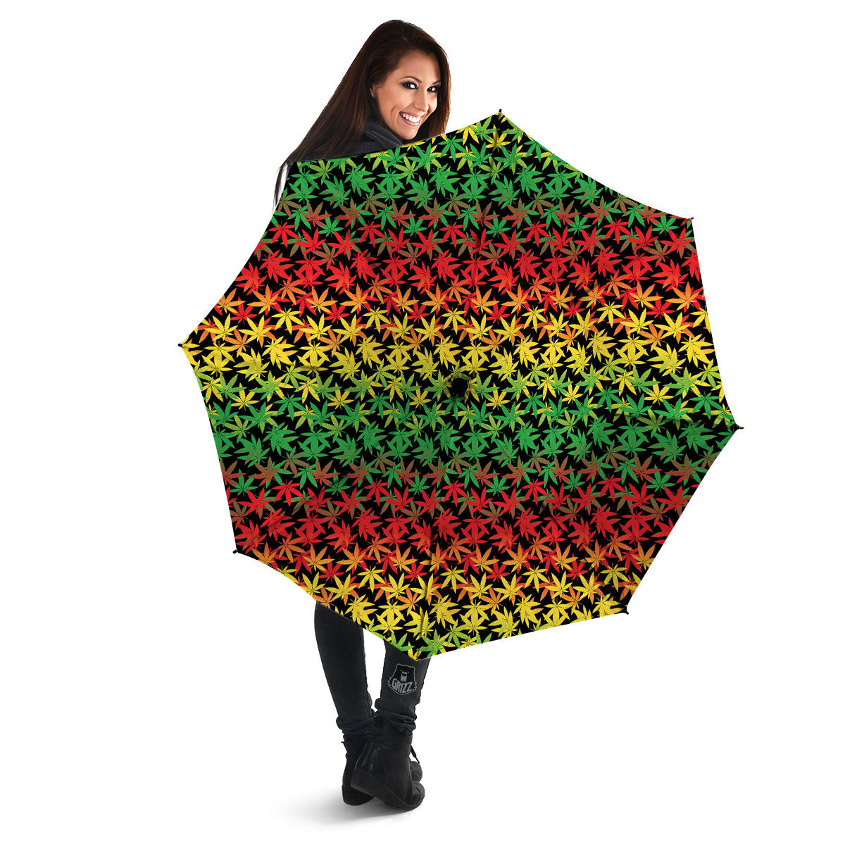 Reggae Hemp Leaves Print Pattern Umbrella-grizzshop