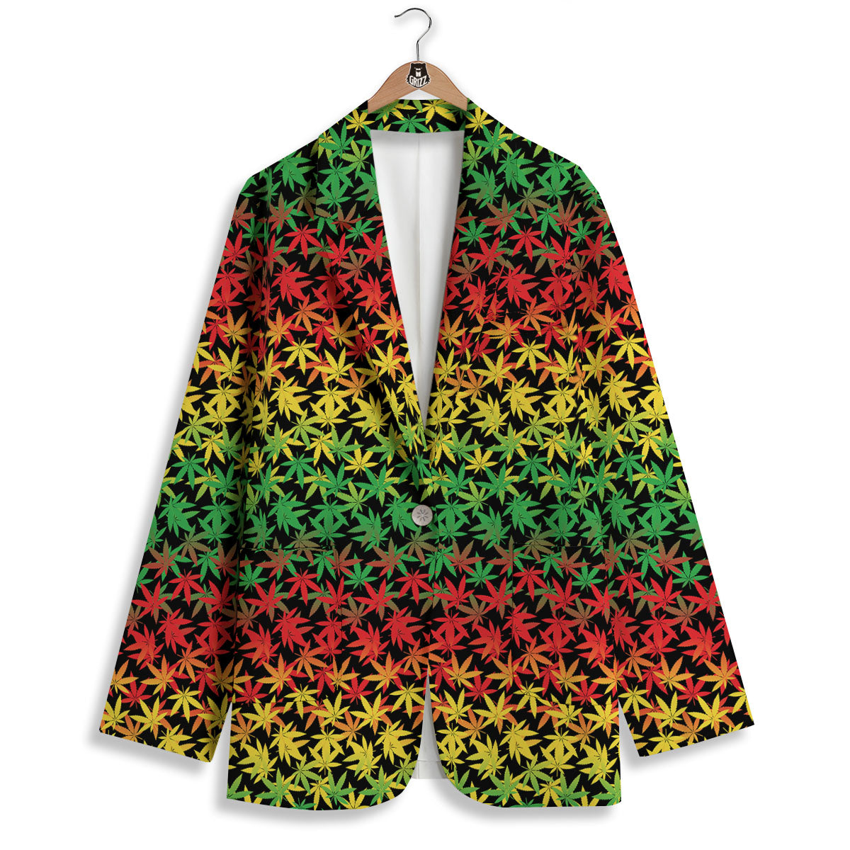 Reggae Hemp Leaves Print Pattern Women's Blazer-grizzshop
