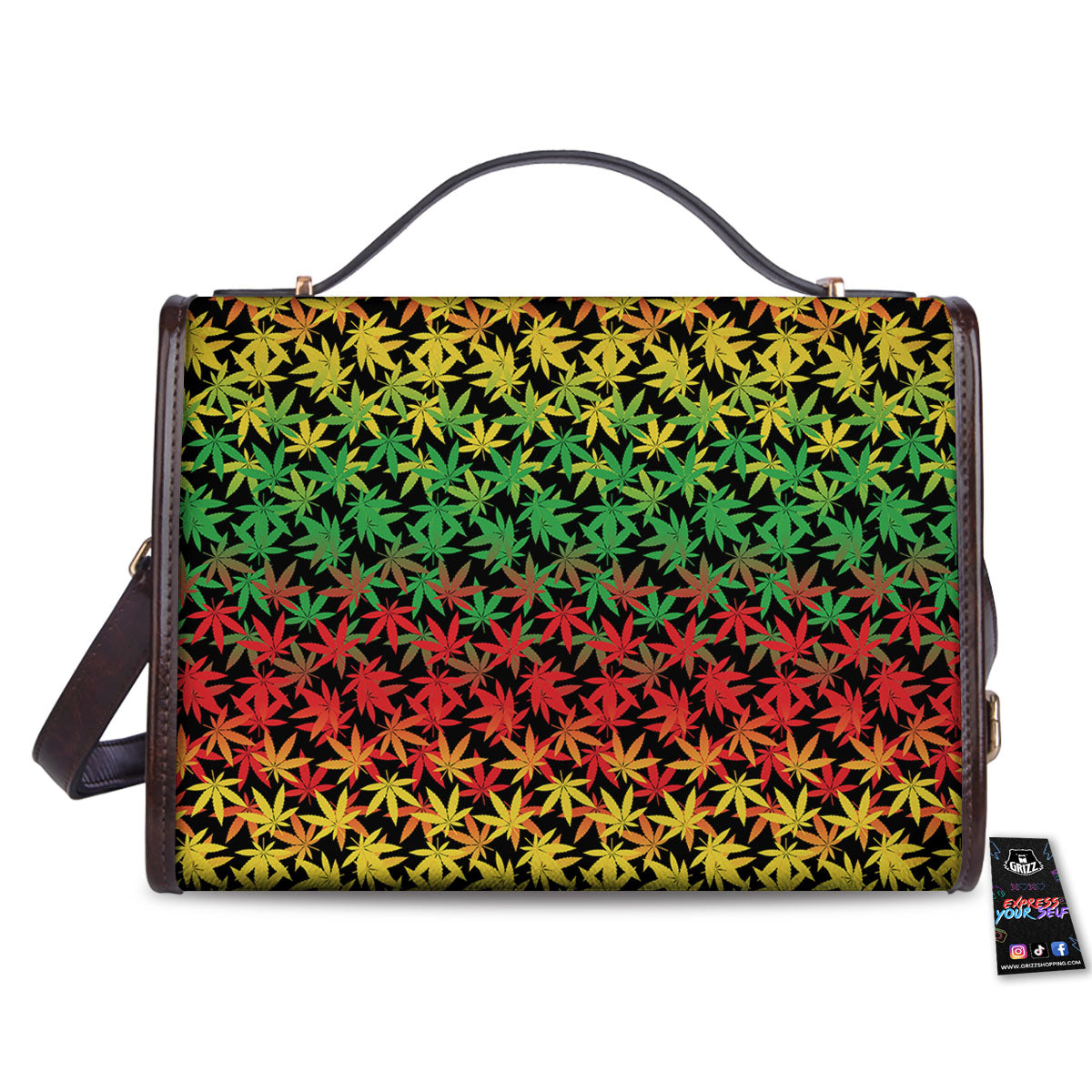 Reggae Hemp Leaves Print Pattern Women's Satchel Bag