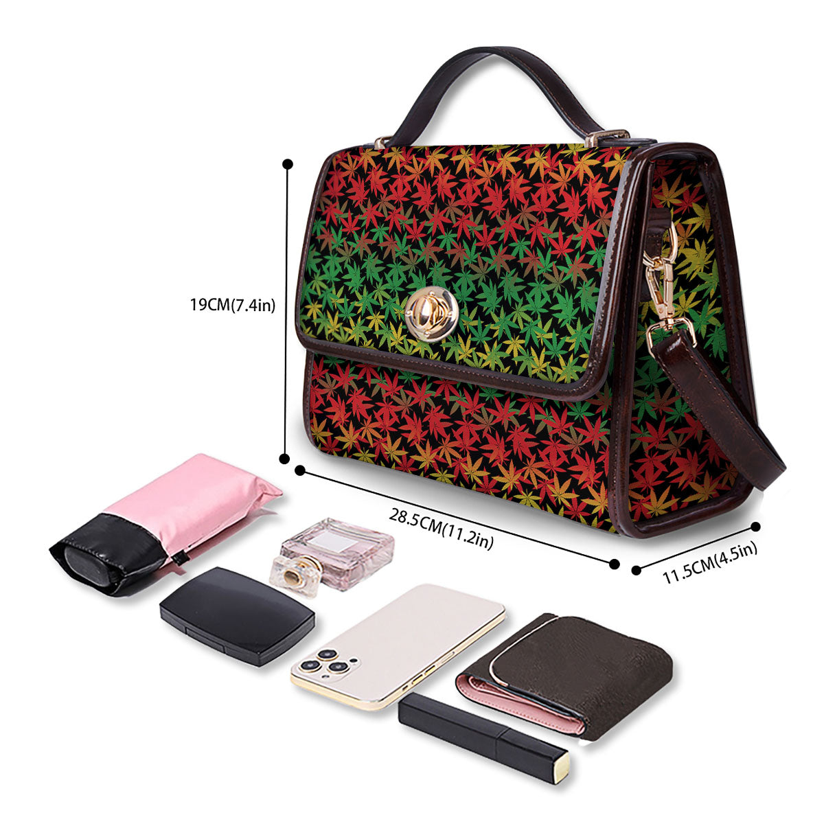 Reggae Hemp Leaves Print Pattern Women's Satchel Bag