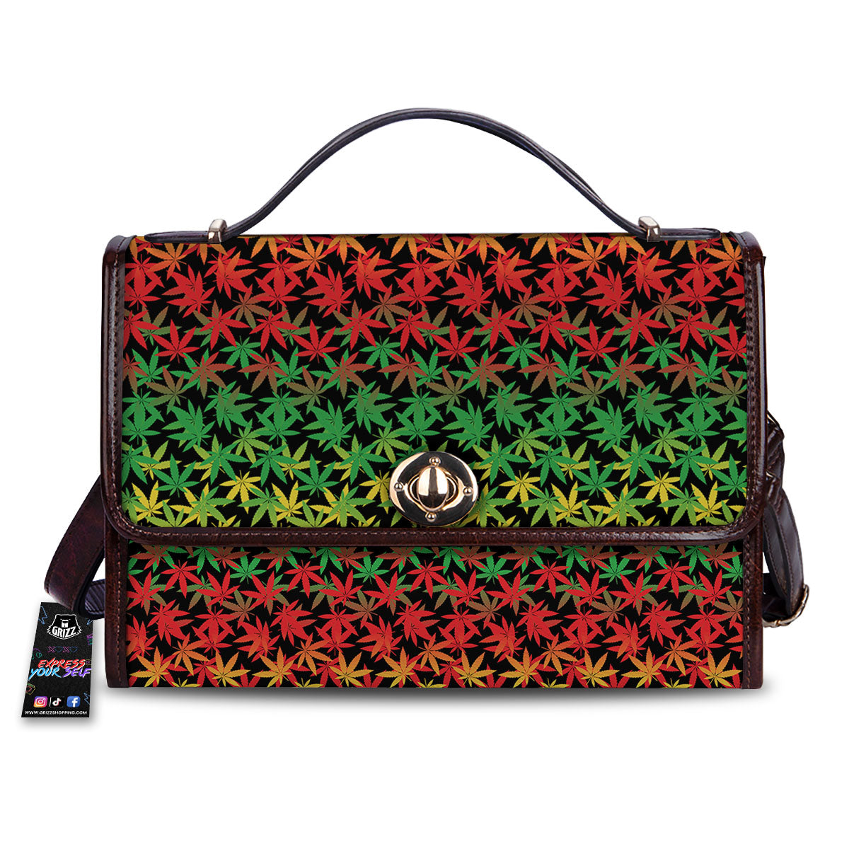 Reggae Hemp Leaves Print Pattern Women's Satchel Bag