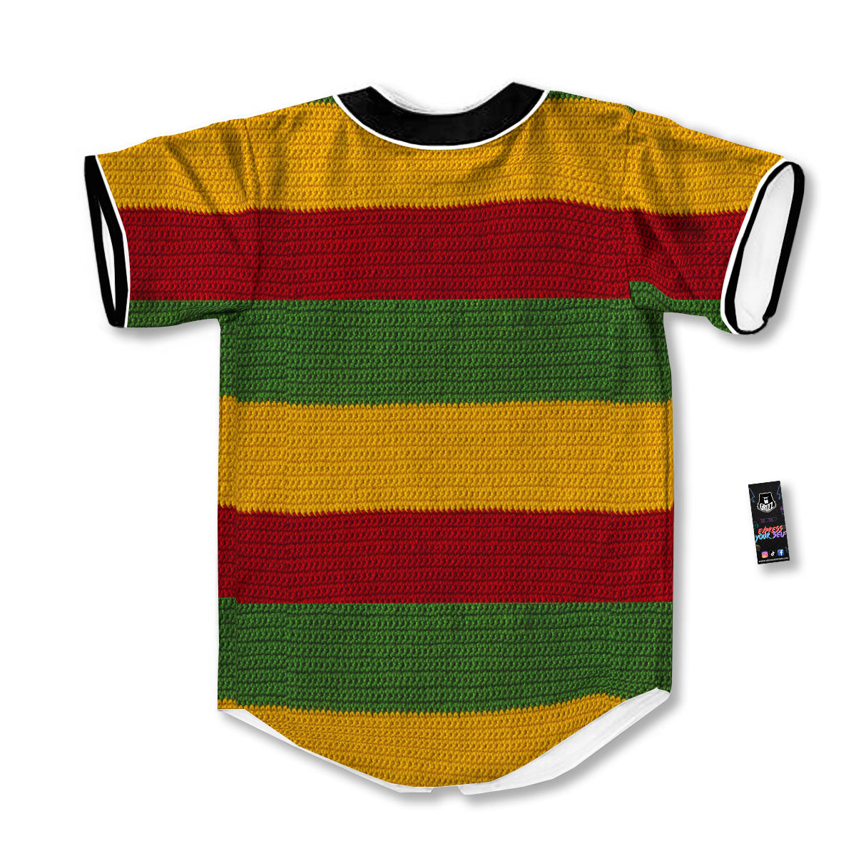 Reggae Knitted Print Pattern Baseball Jersey-grizzshop