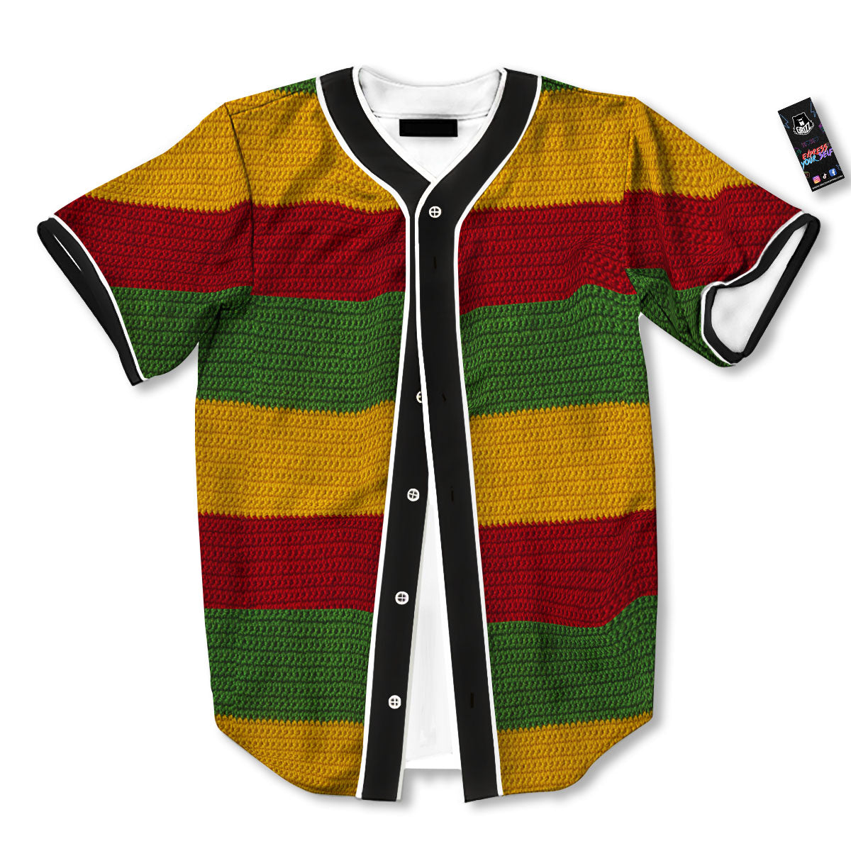 Reggae Knitted Print Pattern Baseball Jersey-grizzshop