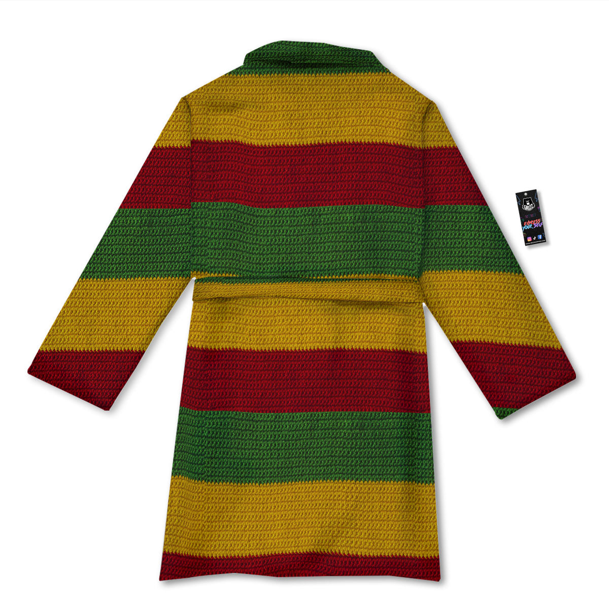 Reggae Knitted Print Pattern Bathrobe-grizzshop