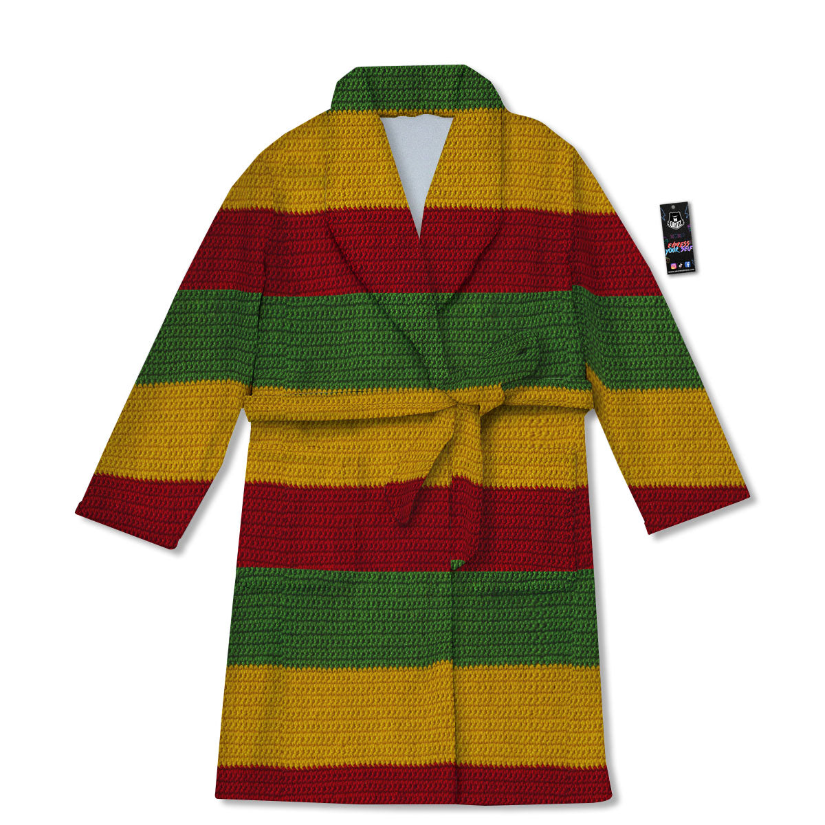 Reggae Knitted Print Pattern Bathrobe-grizzshop