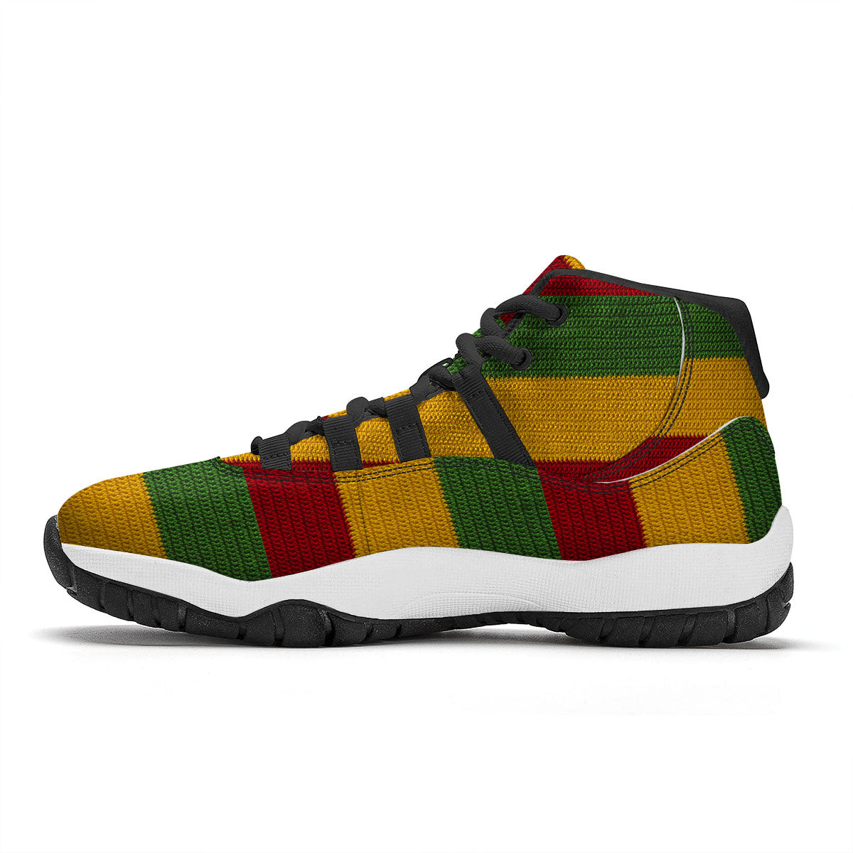 Reggae Knitted Print Pattern Black Bball Shoes-grizzshop