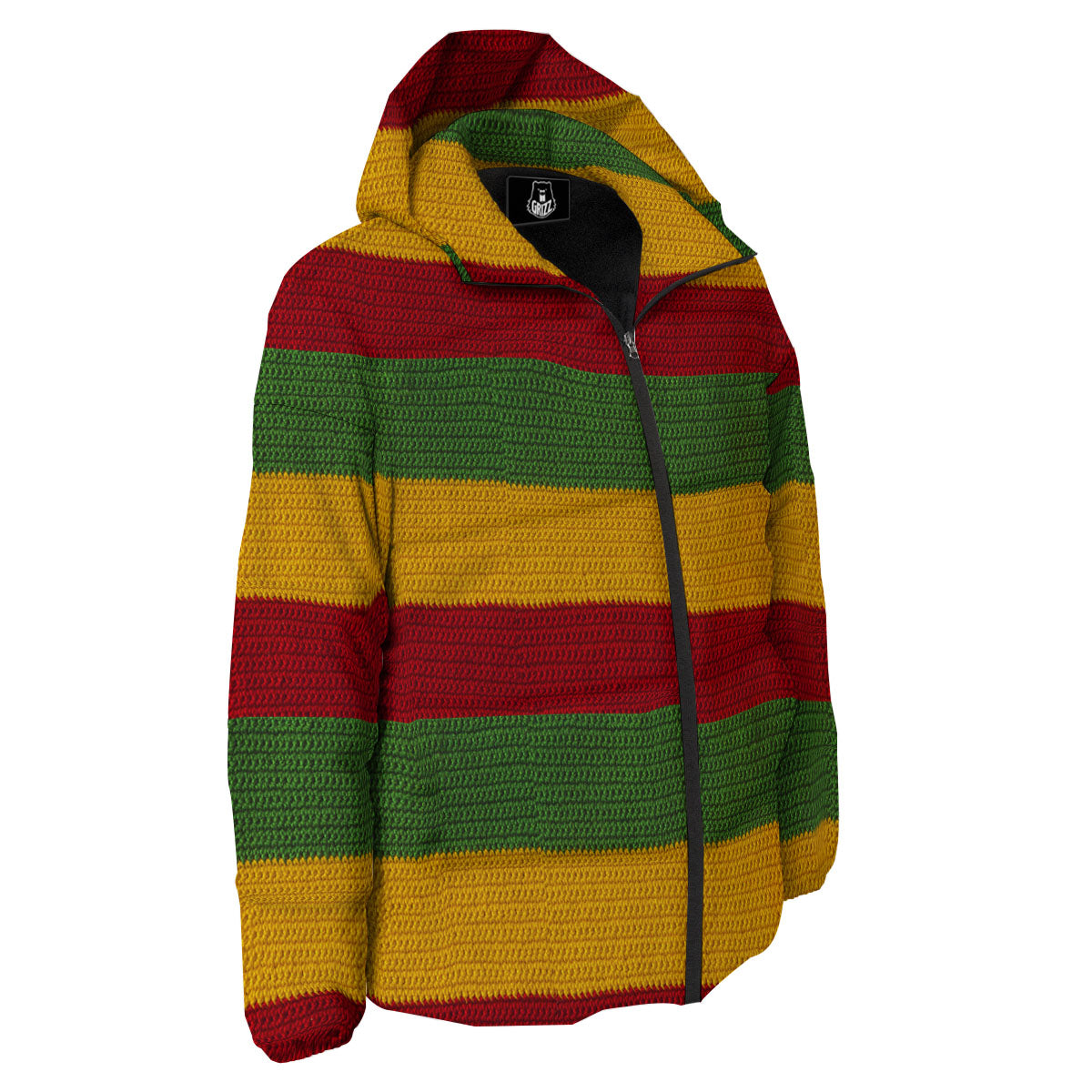 Reggae Knitted Print Pattern Down Jacket-grizzshop