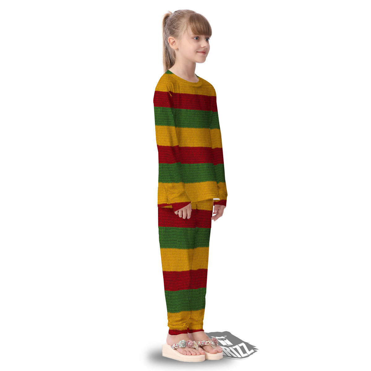 Reggae Knitted Print Pattern Kid's Pajamas-grizzshop
