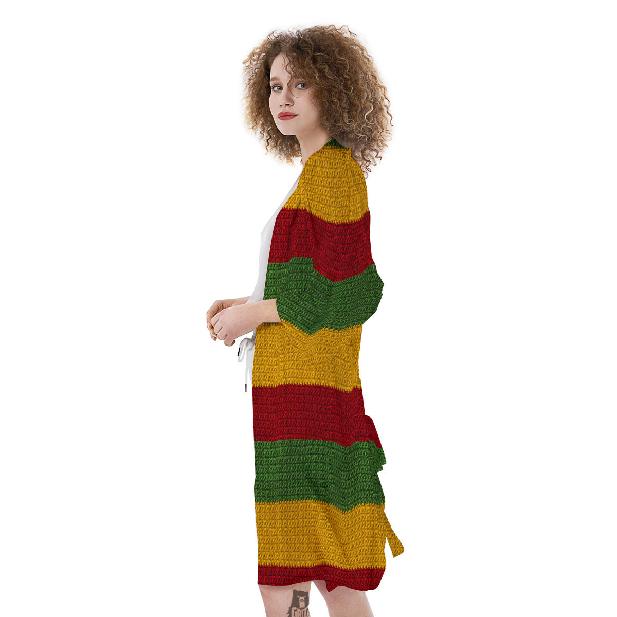 Reggae Knitted Print Pattern Kimono-grizzshop