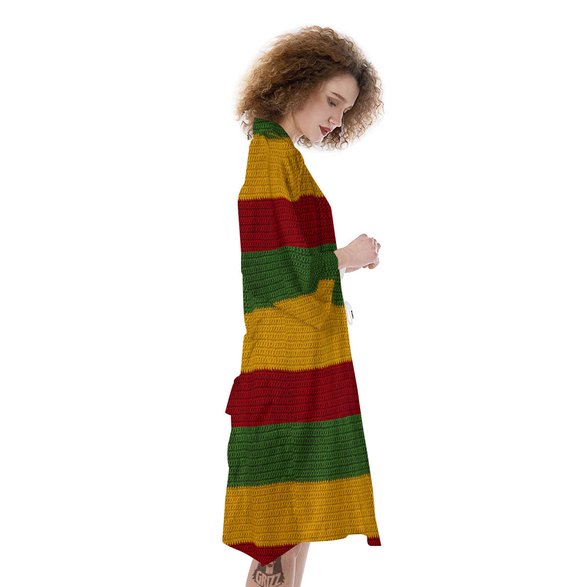 Reggae Knitted Print Pattern Kimono-grizzshop