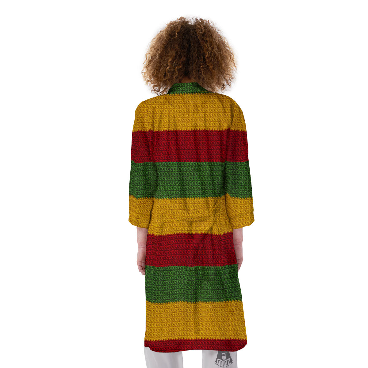 Reggae Knitted Print Pattern Kimono-grizzshop