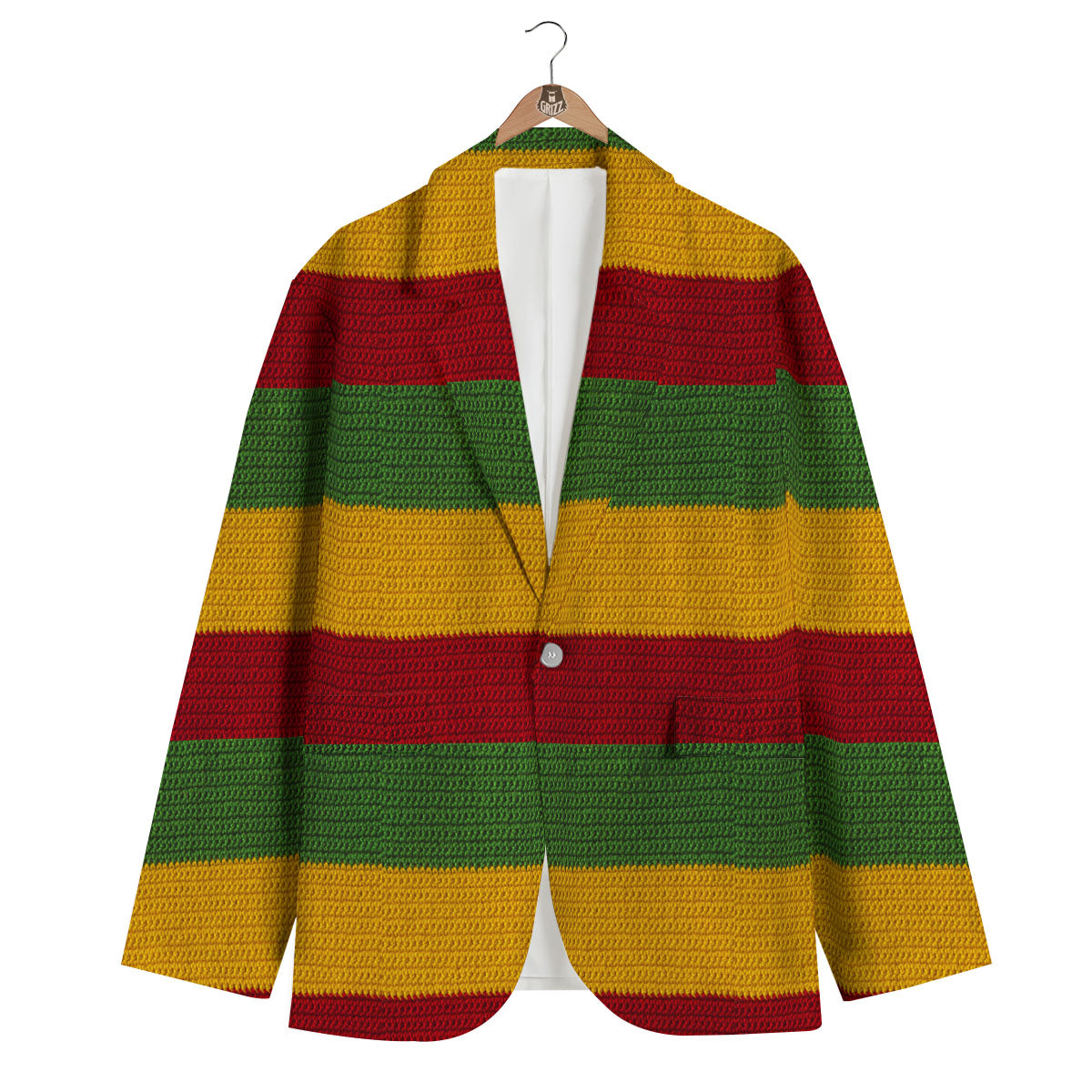 Reggae Knitted Print Pattern Men's Blazer-grizzshop