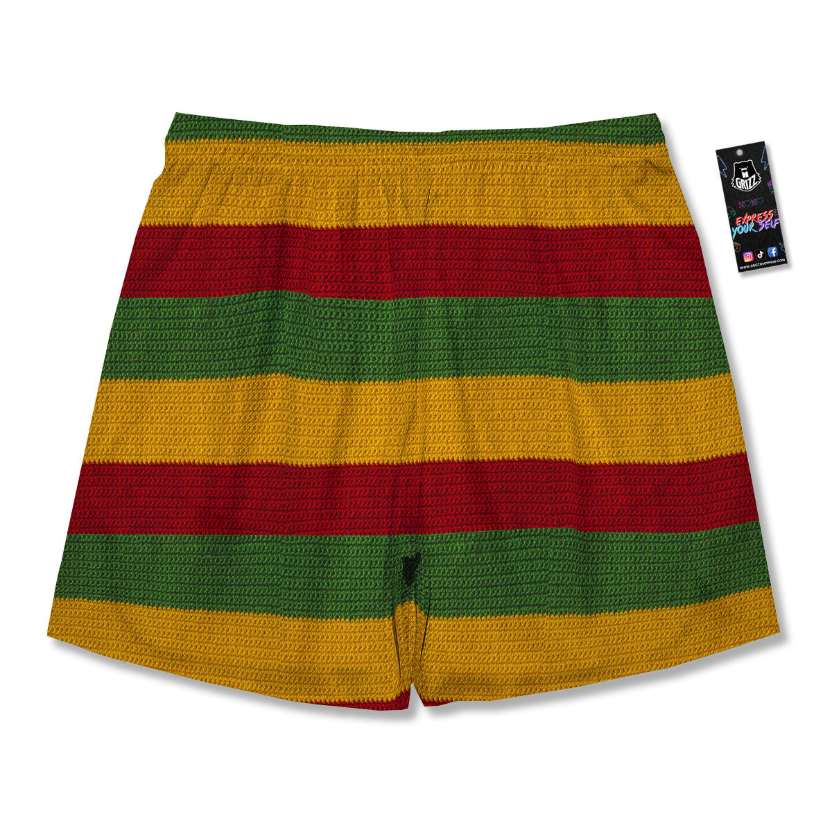Reggae Knitted Print Pattern Men's Running Shorts-grizzshop