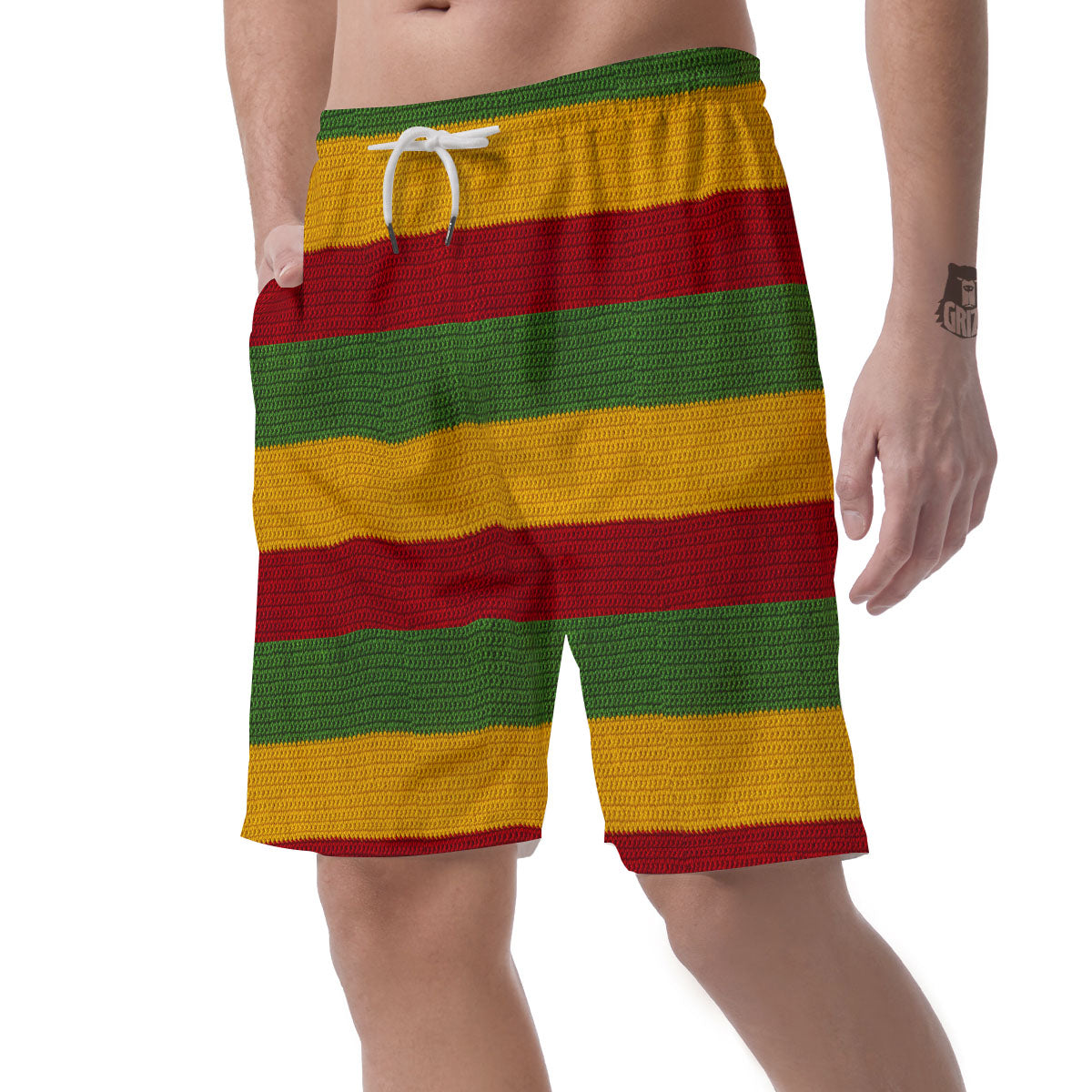 Reggae Knitted Print Pattern Men's Shorts-grizzshop