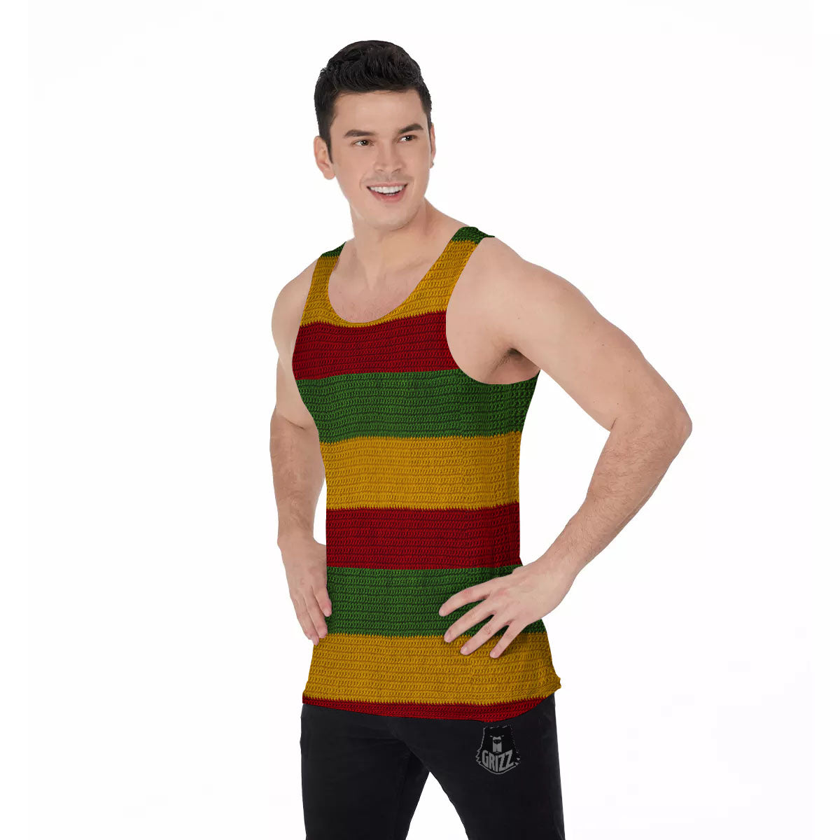 Reggae Knitted Print Pattern Men's Tank Top-grizzshop