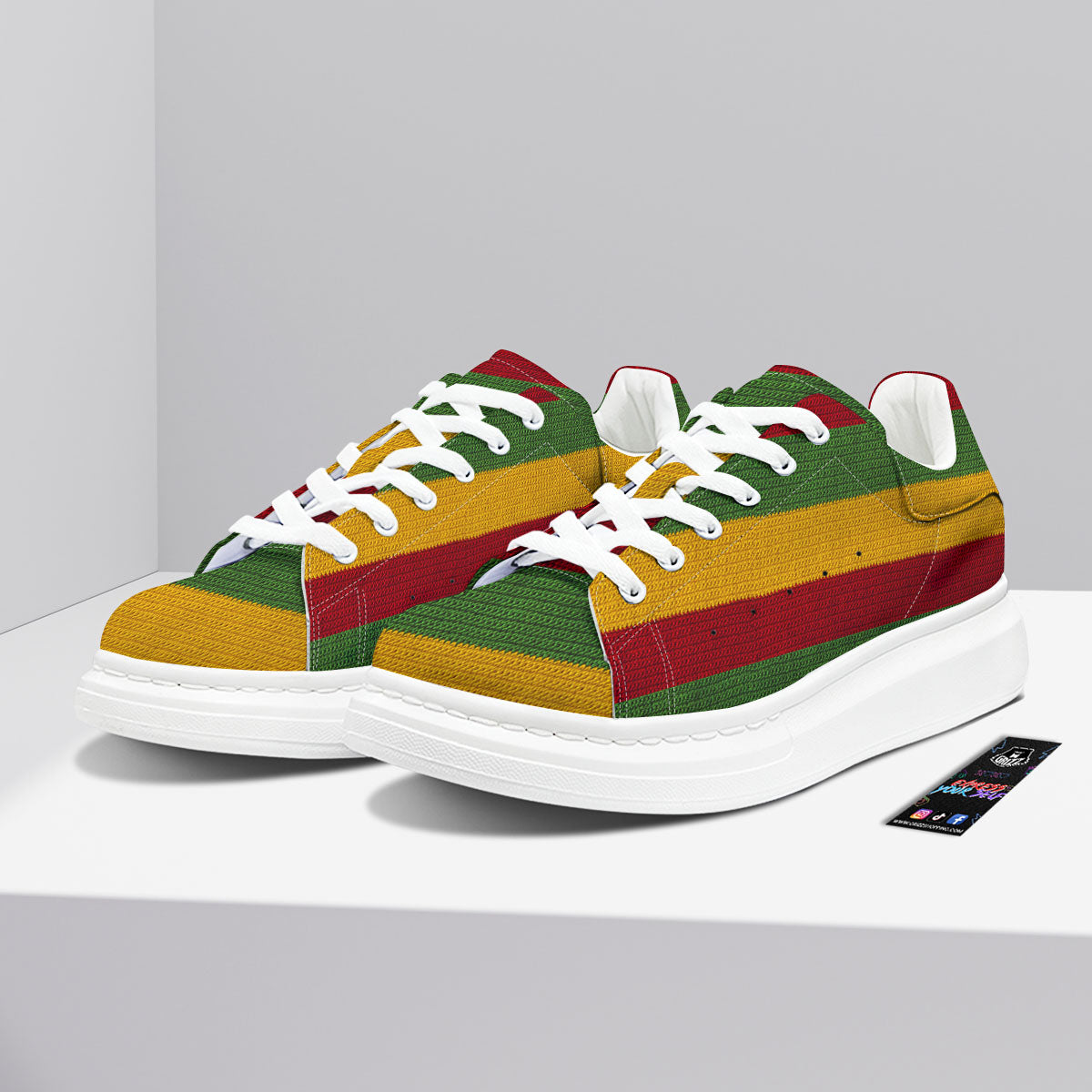 Reggae Knitted Print Pattern Platform Shoes-grizzshop