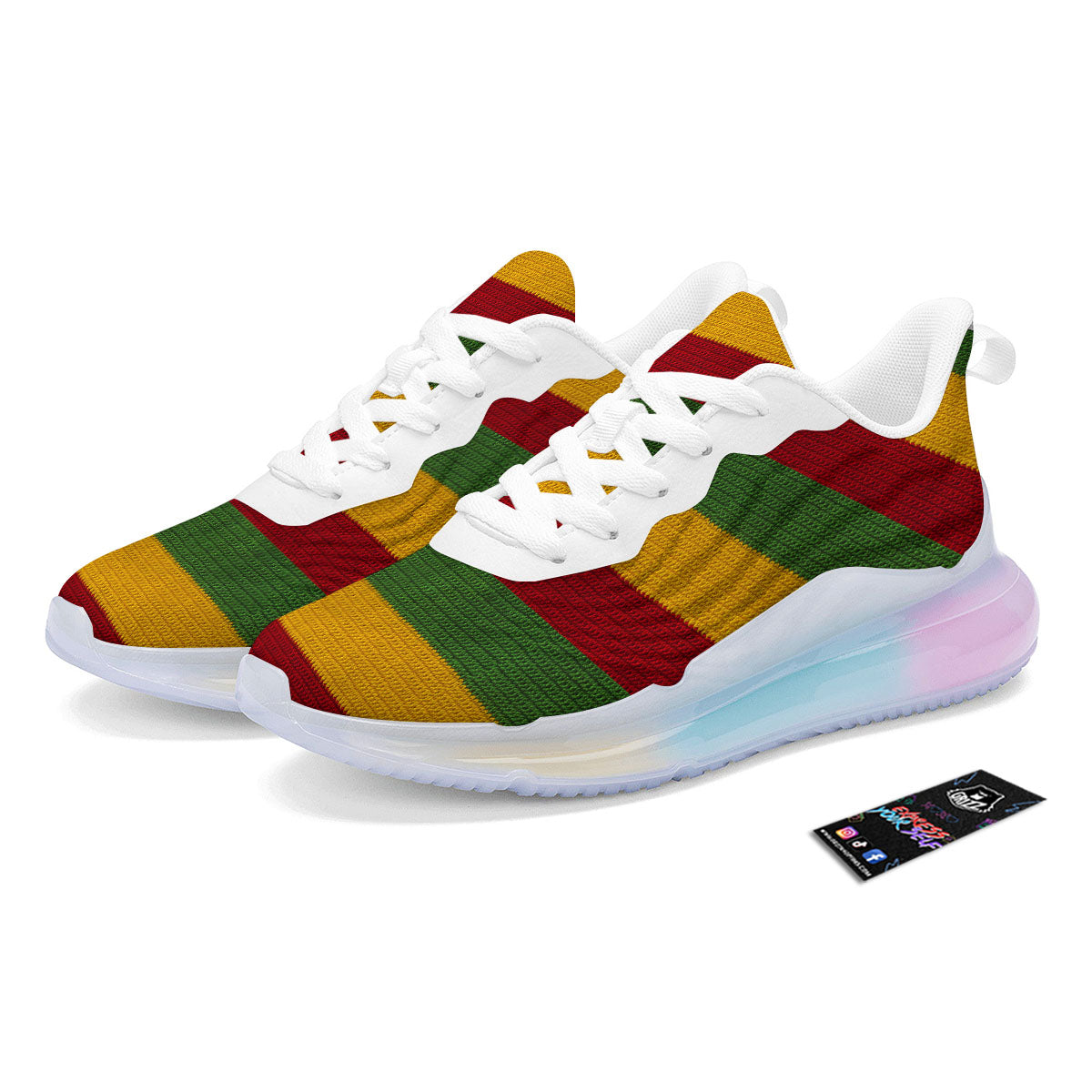 Reggae Knitted Print Pattern Running Sneakers-grizzshop
