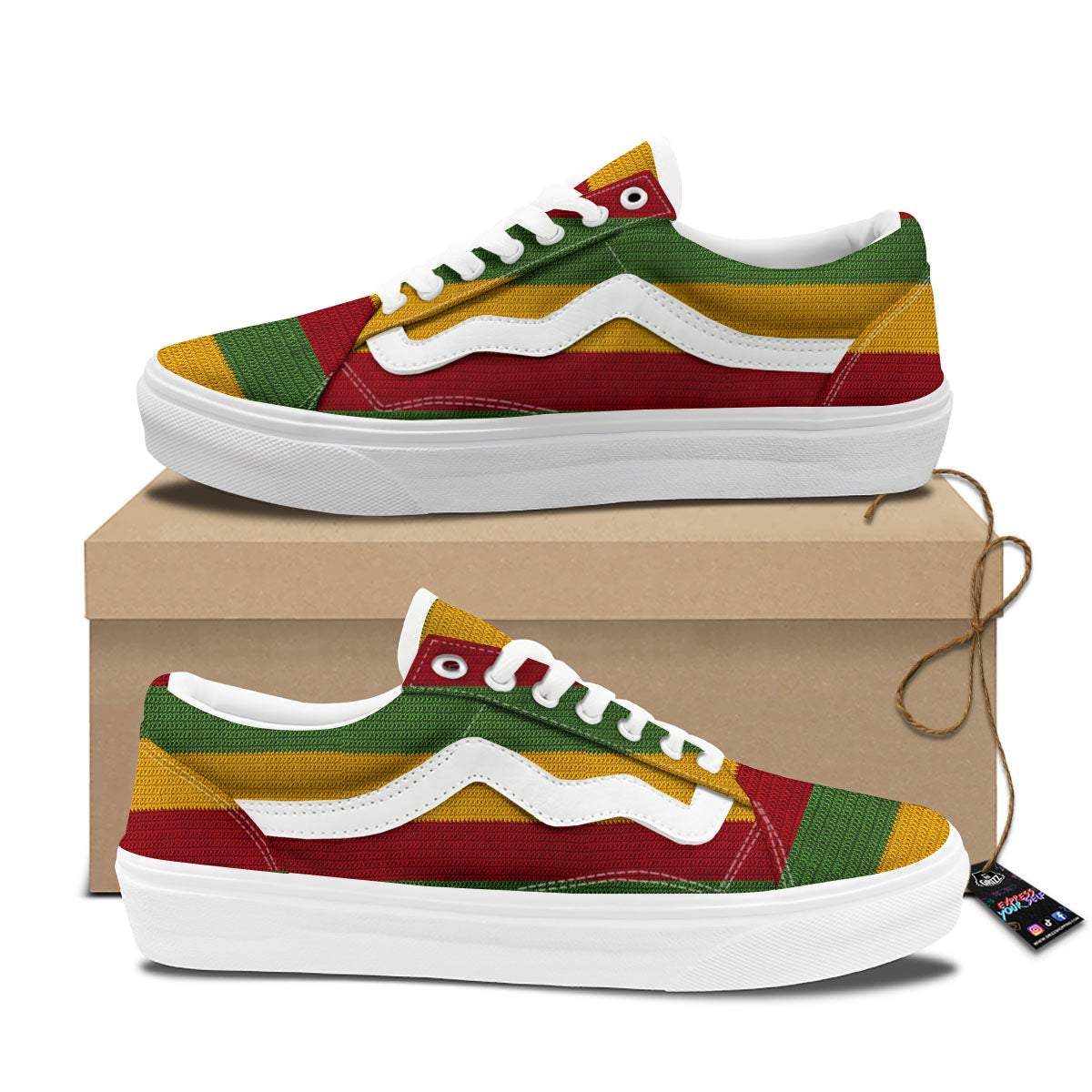 Reggae Knitted Print Pattern Skate Shoes-grizzshop