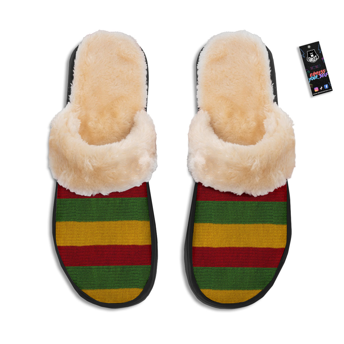 Reggae Knitted Print Pattern Slippers-grizzshop