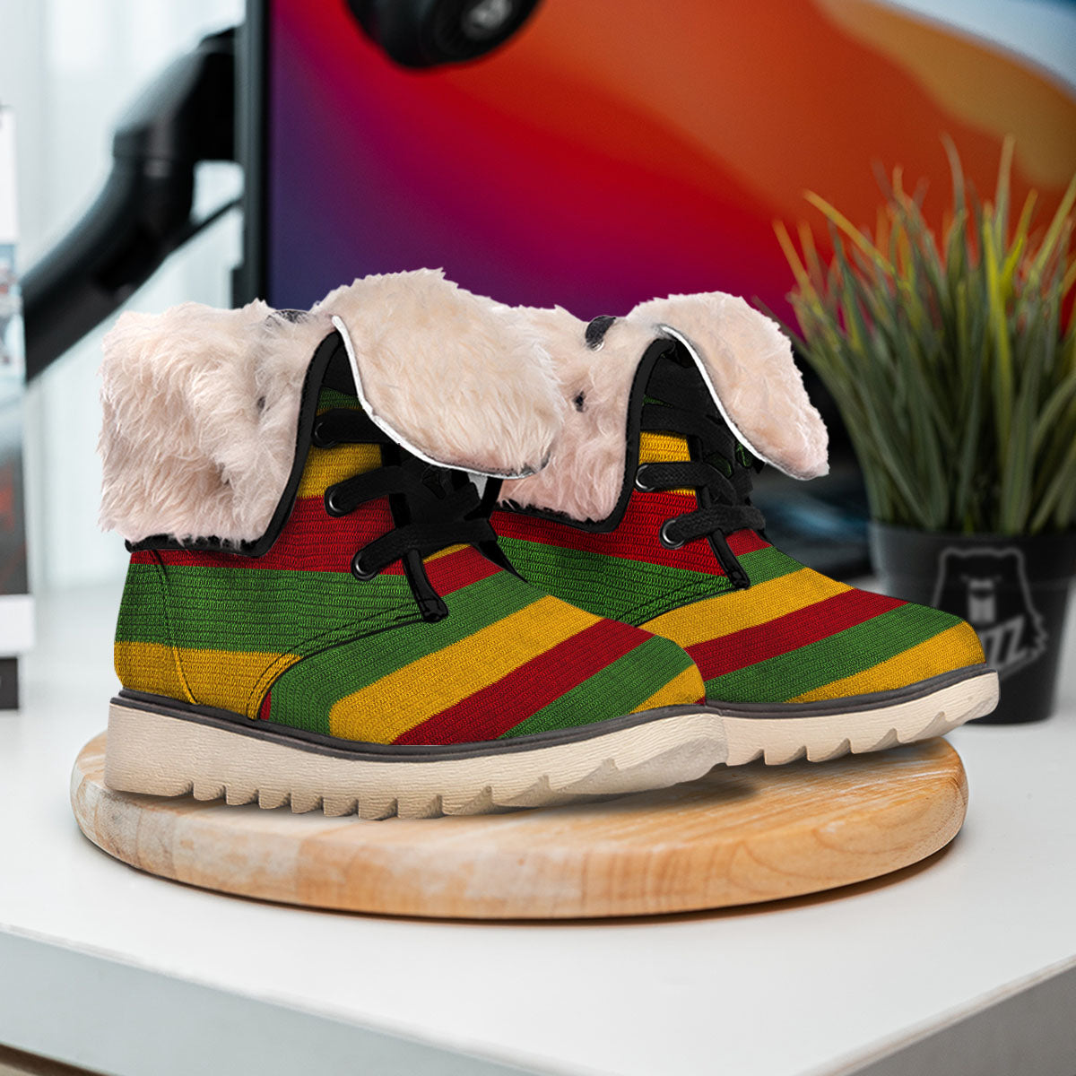 Reggae Knitted Print Pattern Snow Boots-grizzshop