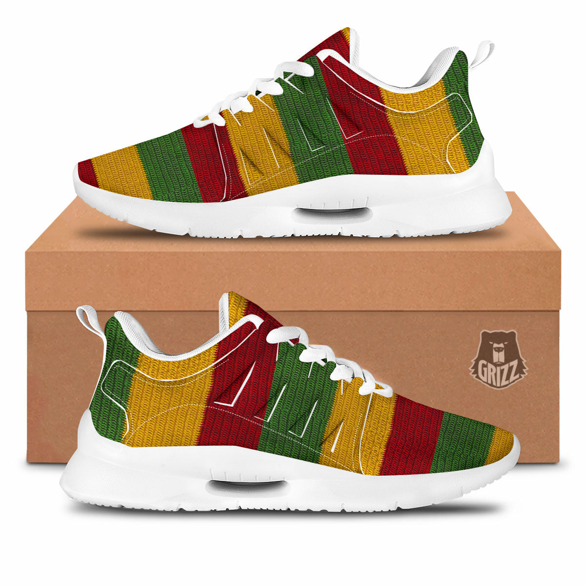 Reggae Knitted Print Pattern Tennis Shoes-grizzshop